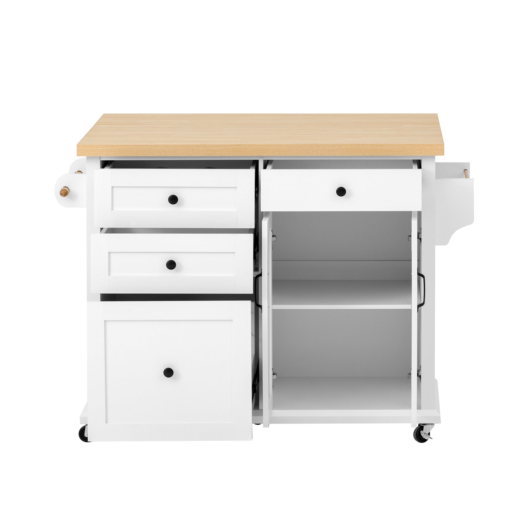 Logidon Mobiel Keukeneiland Wit met Uitschuifbare Eettafel en Laden