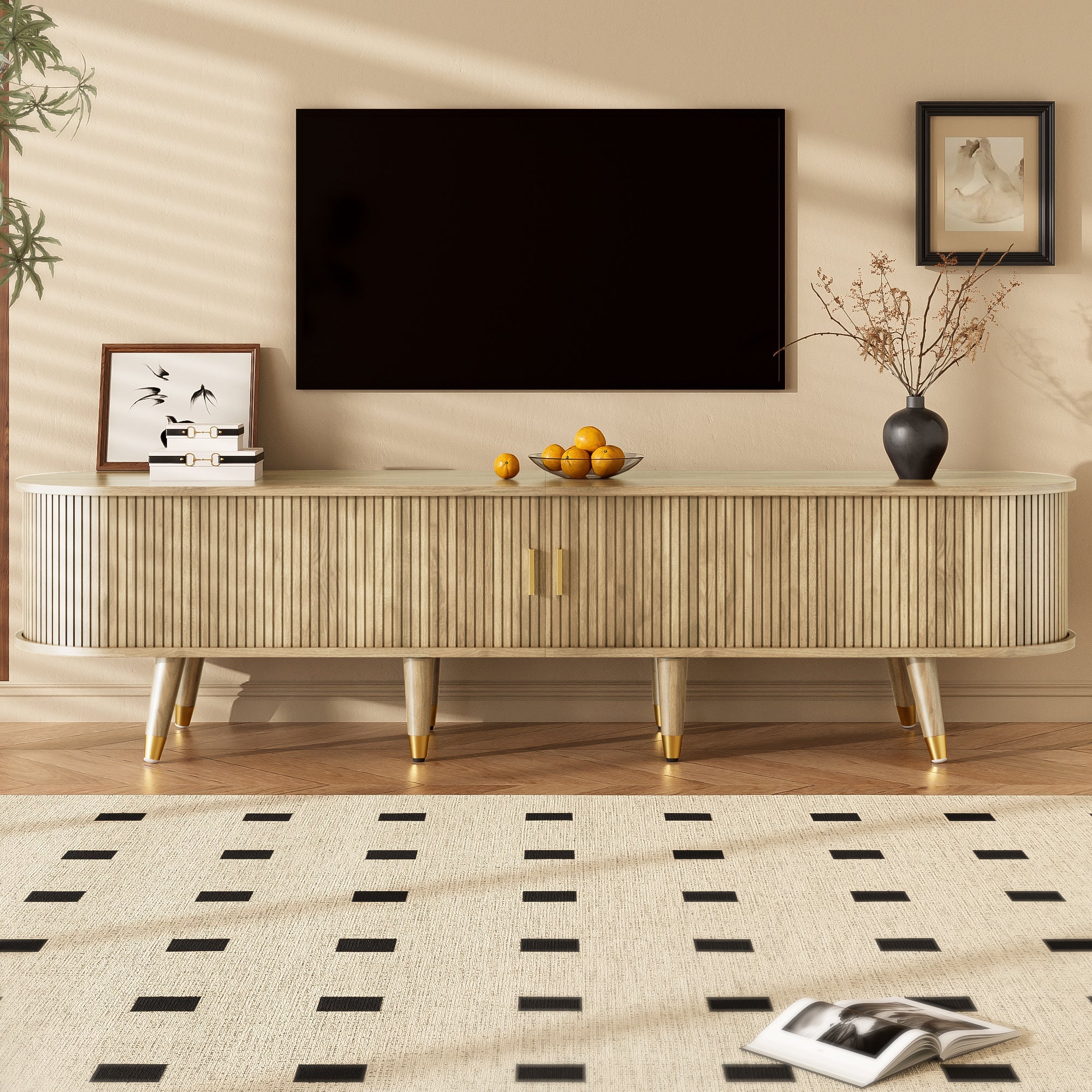 Logidon TV-meubel met schuifdeuren 175 centimeter bruin MDF lowboard