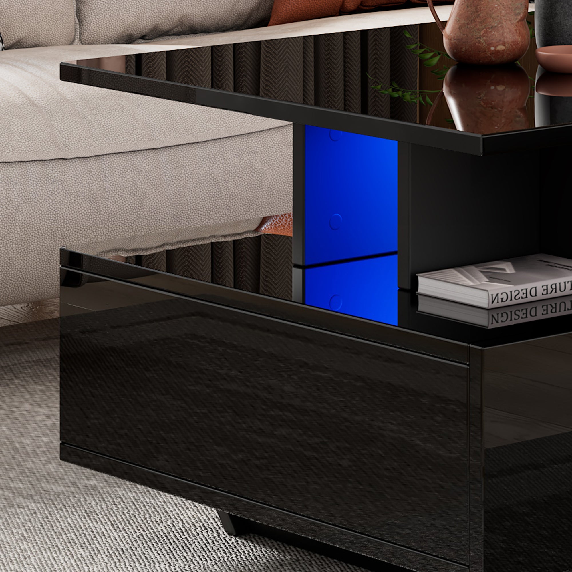Logidon LED-verlichting salontafel met 2 lades 90x55x41 cm