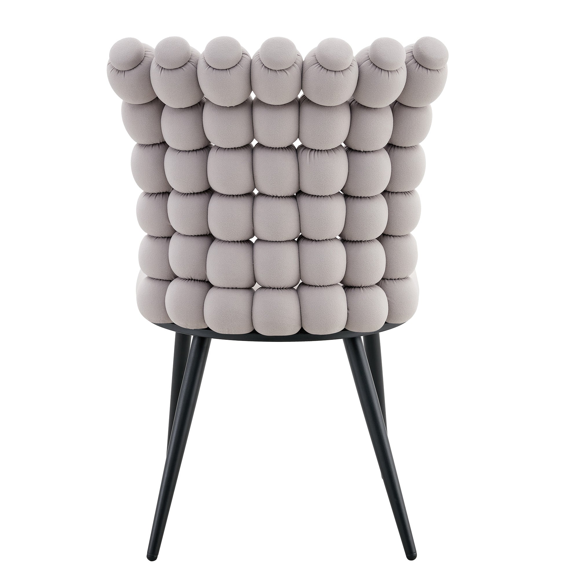 Logidon lichtgrijze fluwelen eetkamerstoelen met kogelketting rugleuning set van 2