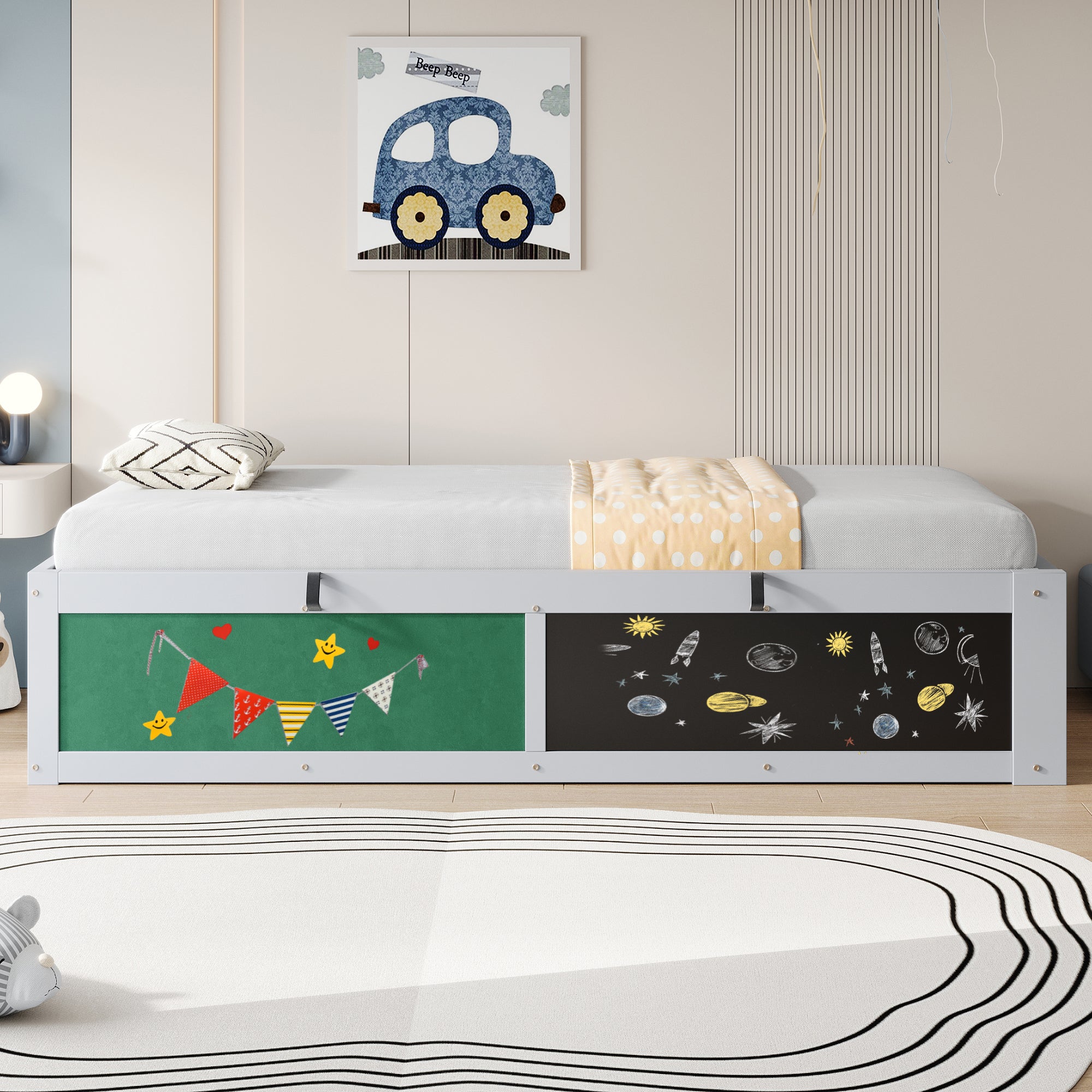 Logidon Kinderbed 90x200 cm met hydraulische opbergruimte Grijs