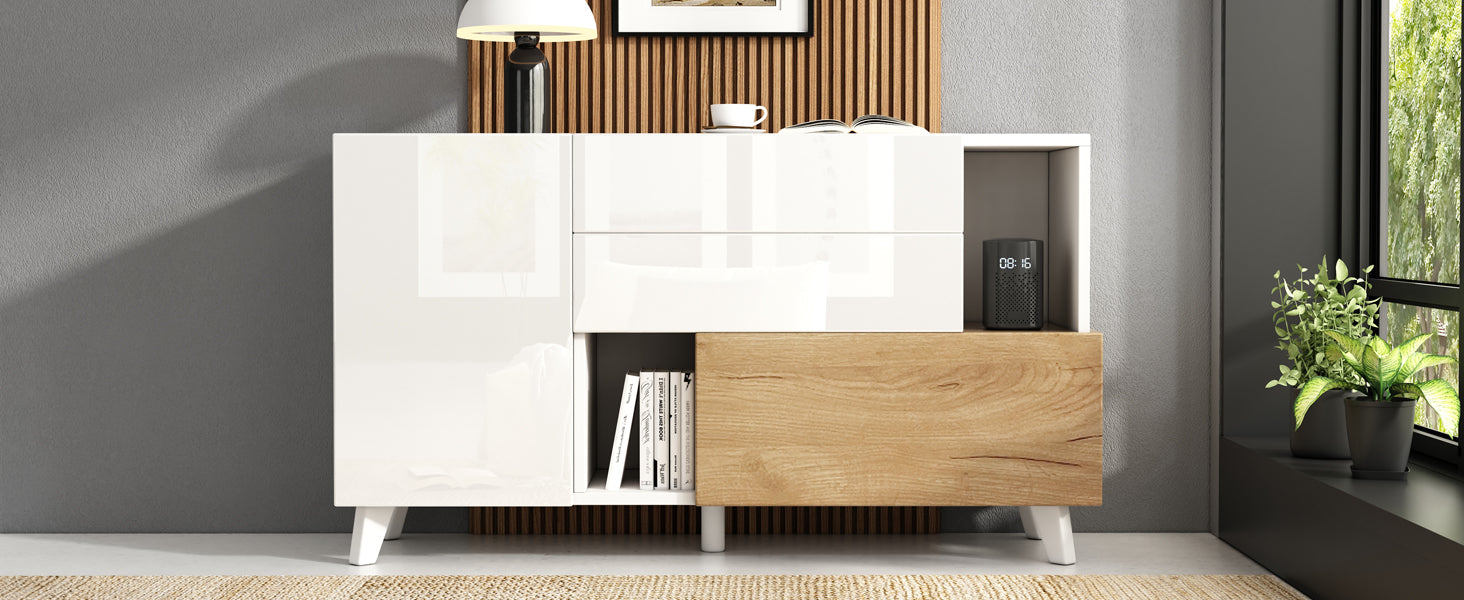 Logidon dressoir hoogglans wit 130x40x70 cm met opbergruimte