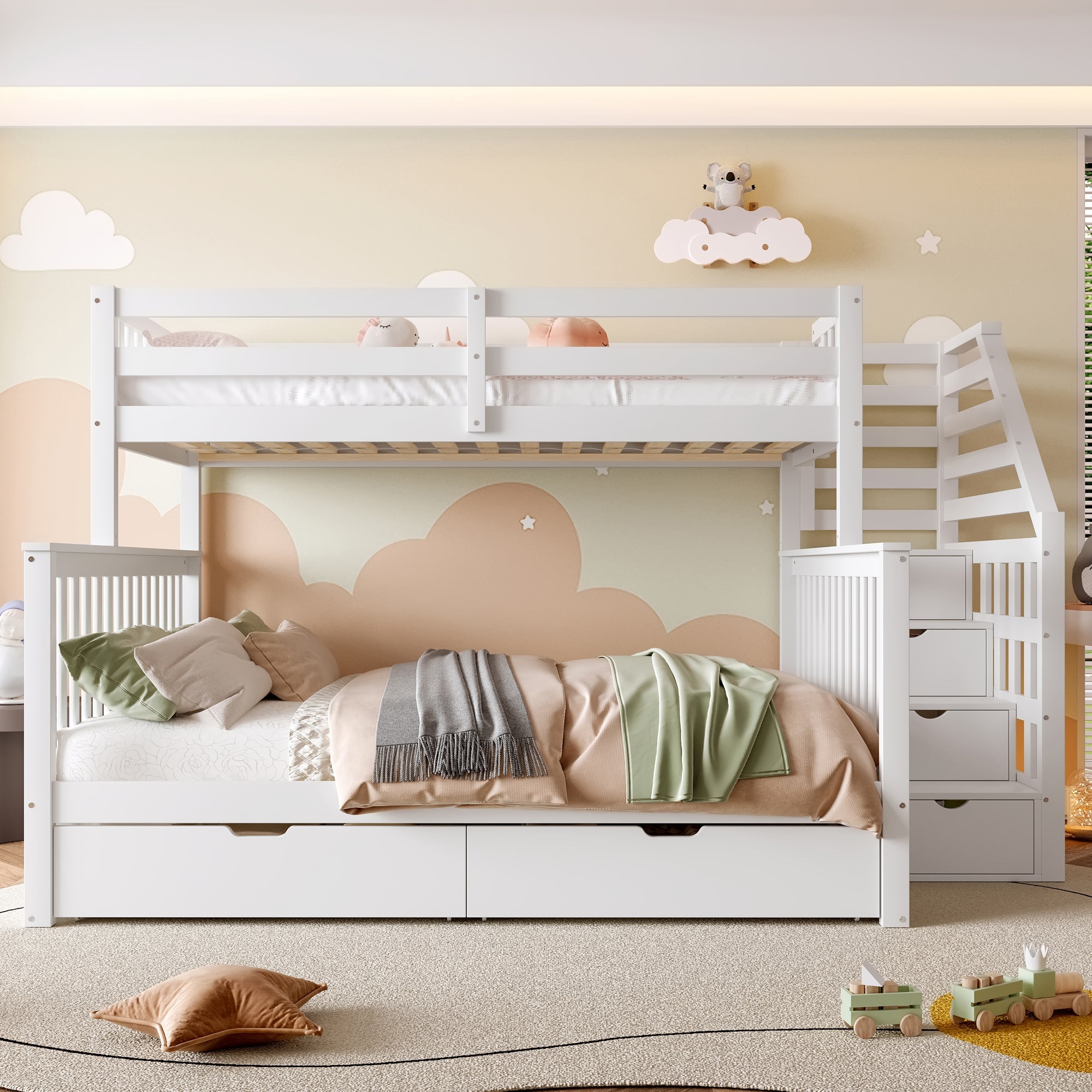 Logidon stapelbed 90x200 ruim 140x200 met opbergruimte wit