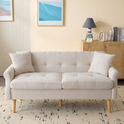 Logidon Chenille Tweepersoonsbank Beige Modern Design Gestoffeerd