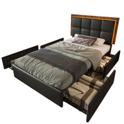 Logidon bedframe 90x200cm met LED-strip en vier lades zwart