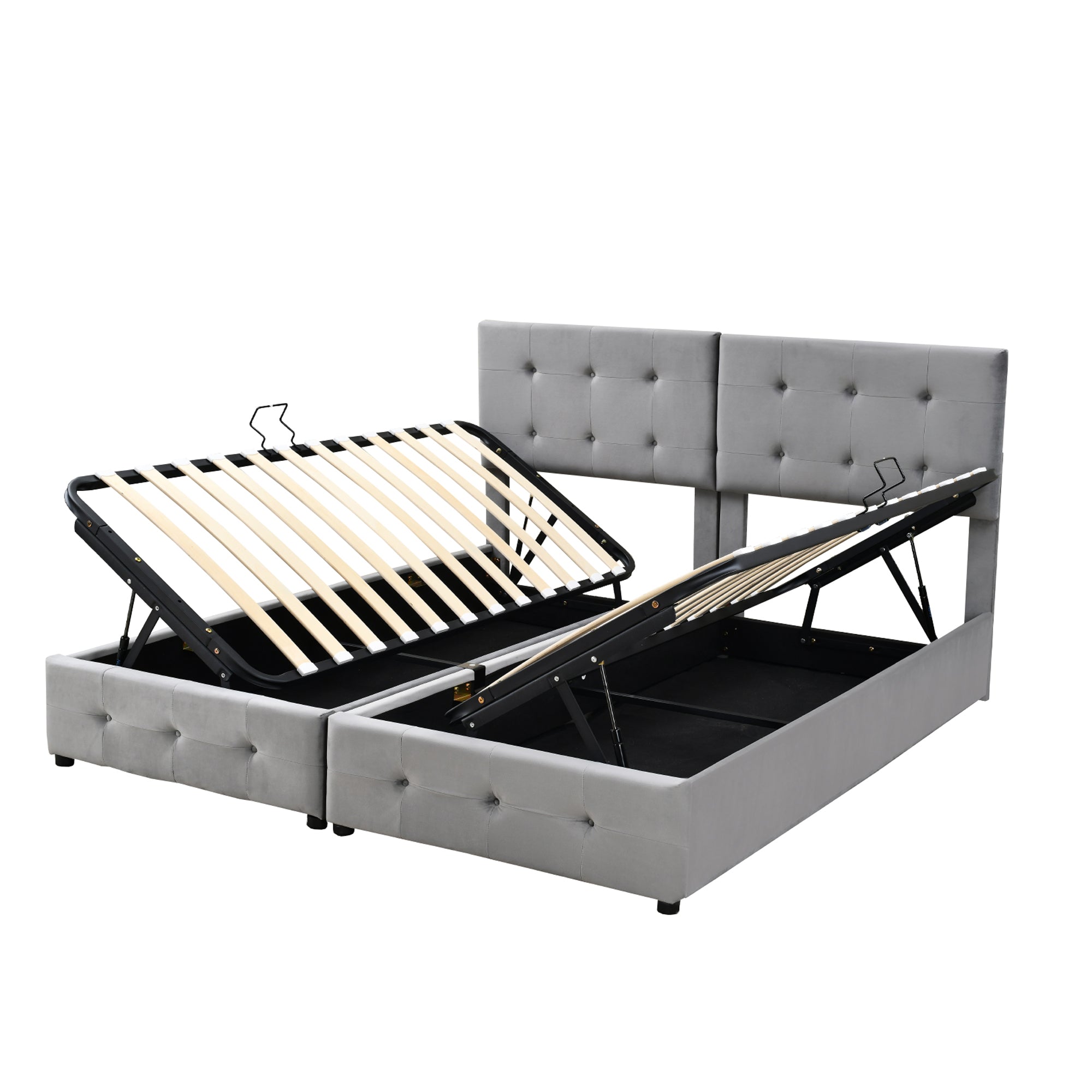 Logidon gestoffeerd bed 180x200 cm grijs hydraulische opbergruimte