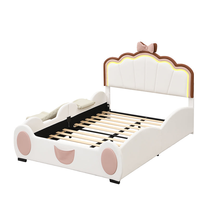 Logidon 90x200 cm Butterfly Bed With LED Color Changing Pink White