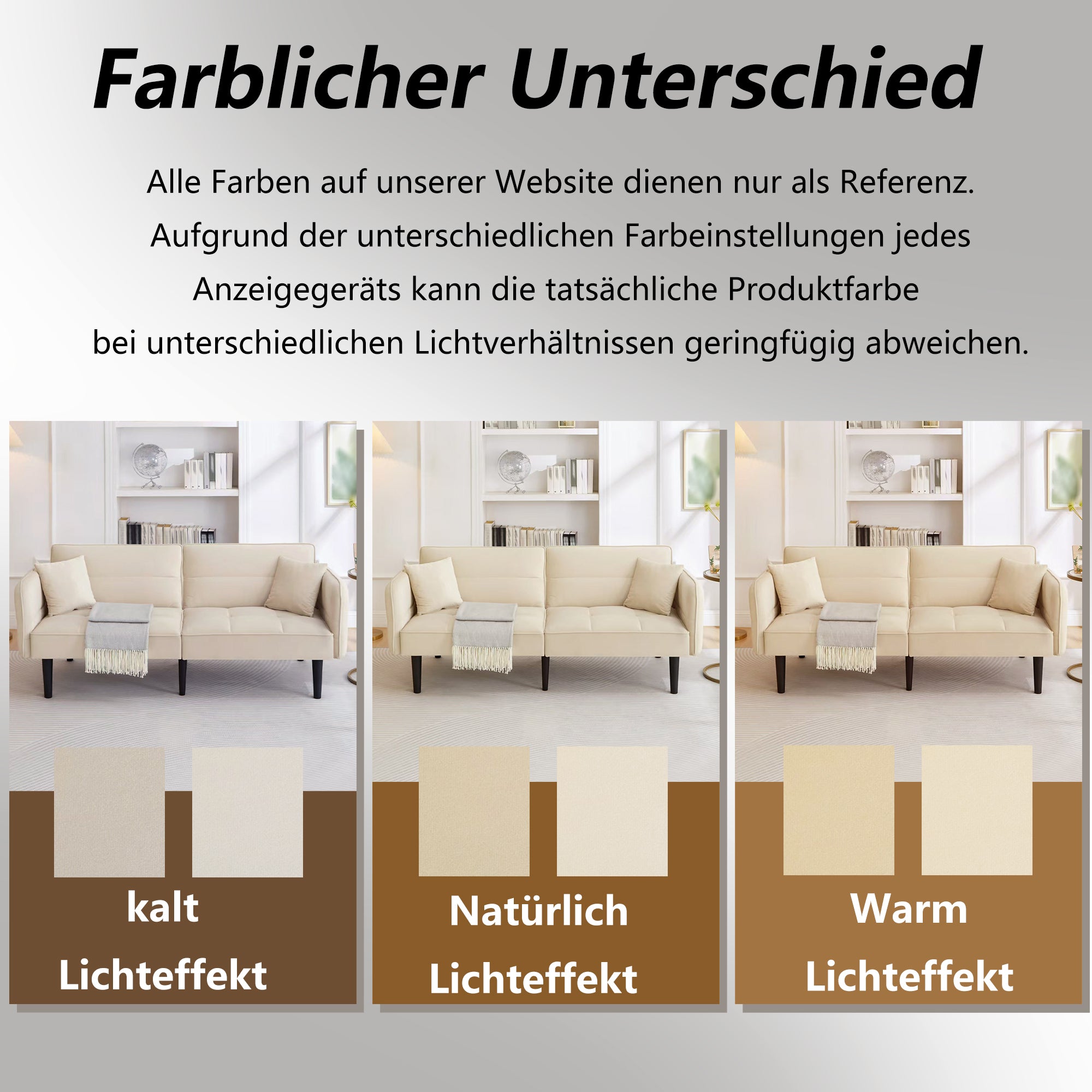 Logidon 2-in-1 slaapbank beige fluwelen hoes verstelbare tweezits