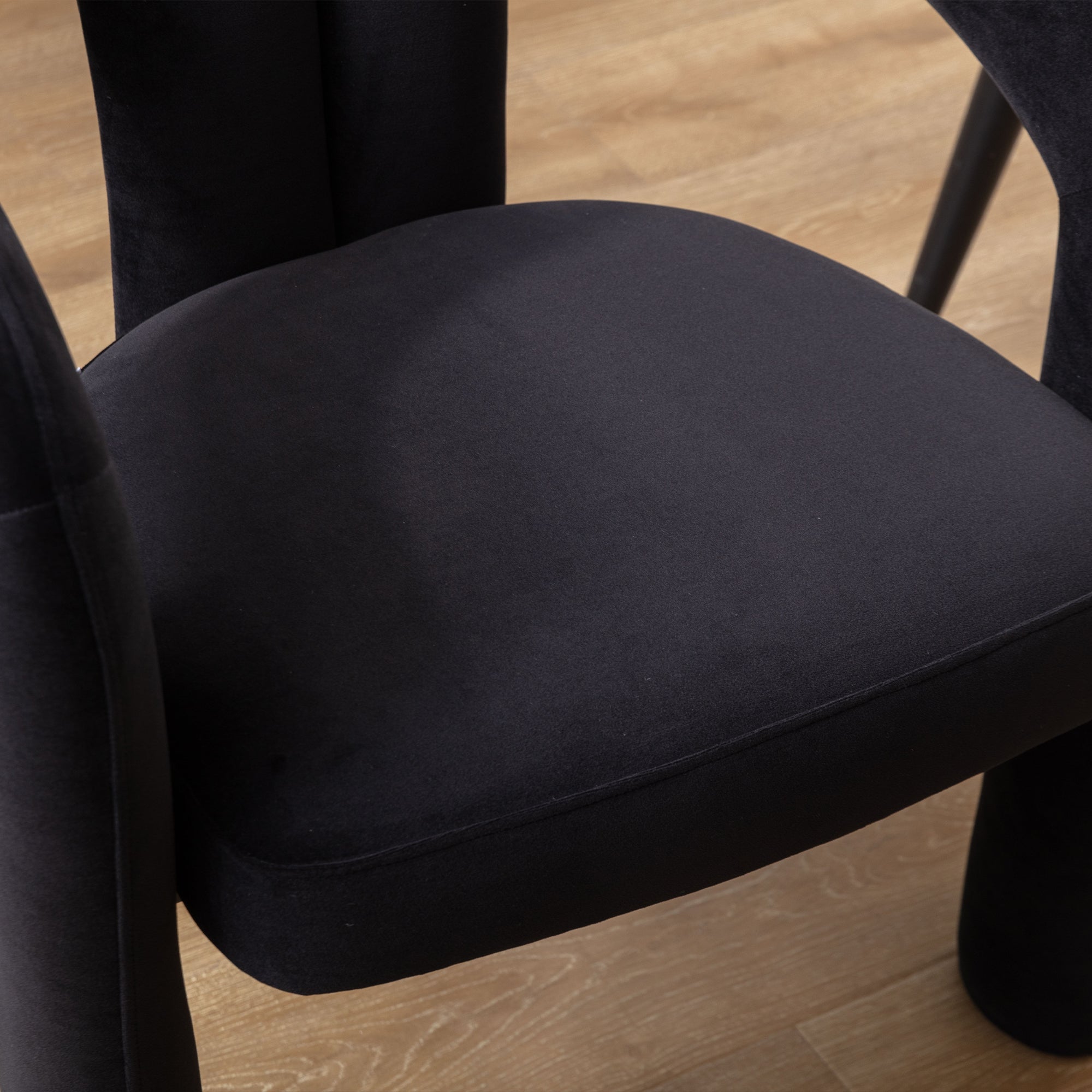 Logidon fluweelaccentstoel zwart set van 2 gestoffeerde eetkamerstoelen