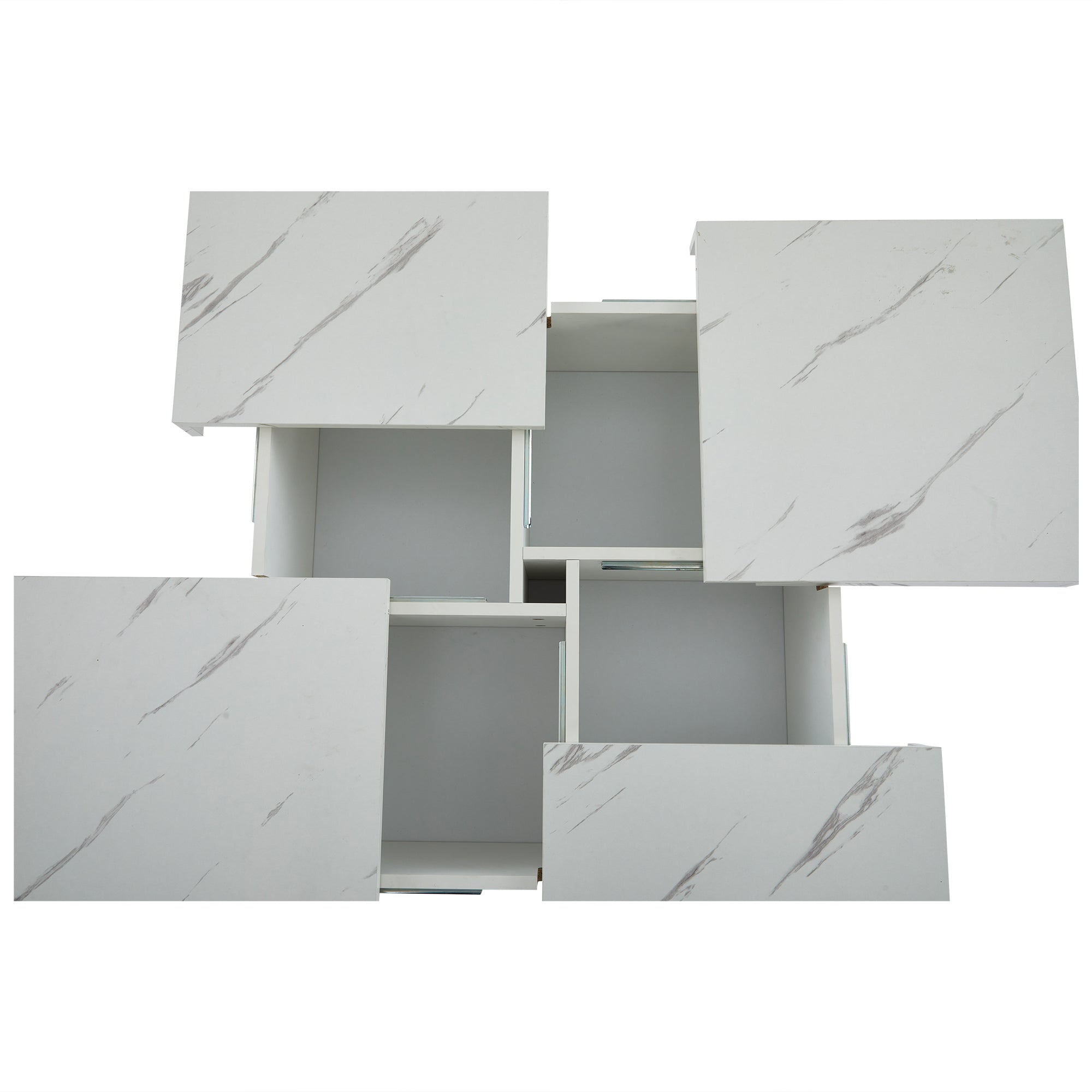 Logidon vierkante salontafel wit marmerlook 90x90x25 cm met lades