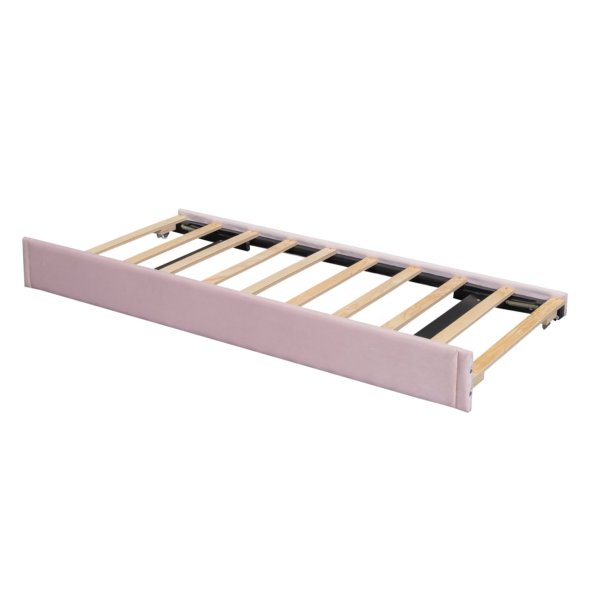 Logidon gestoffeerd bed 90x200 roze fluweel met rolcontainer