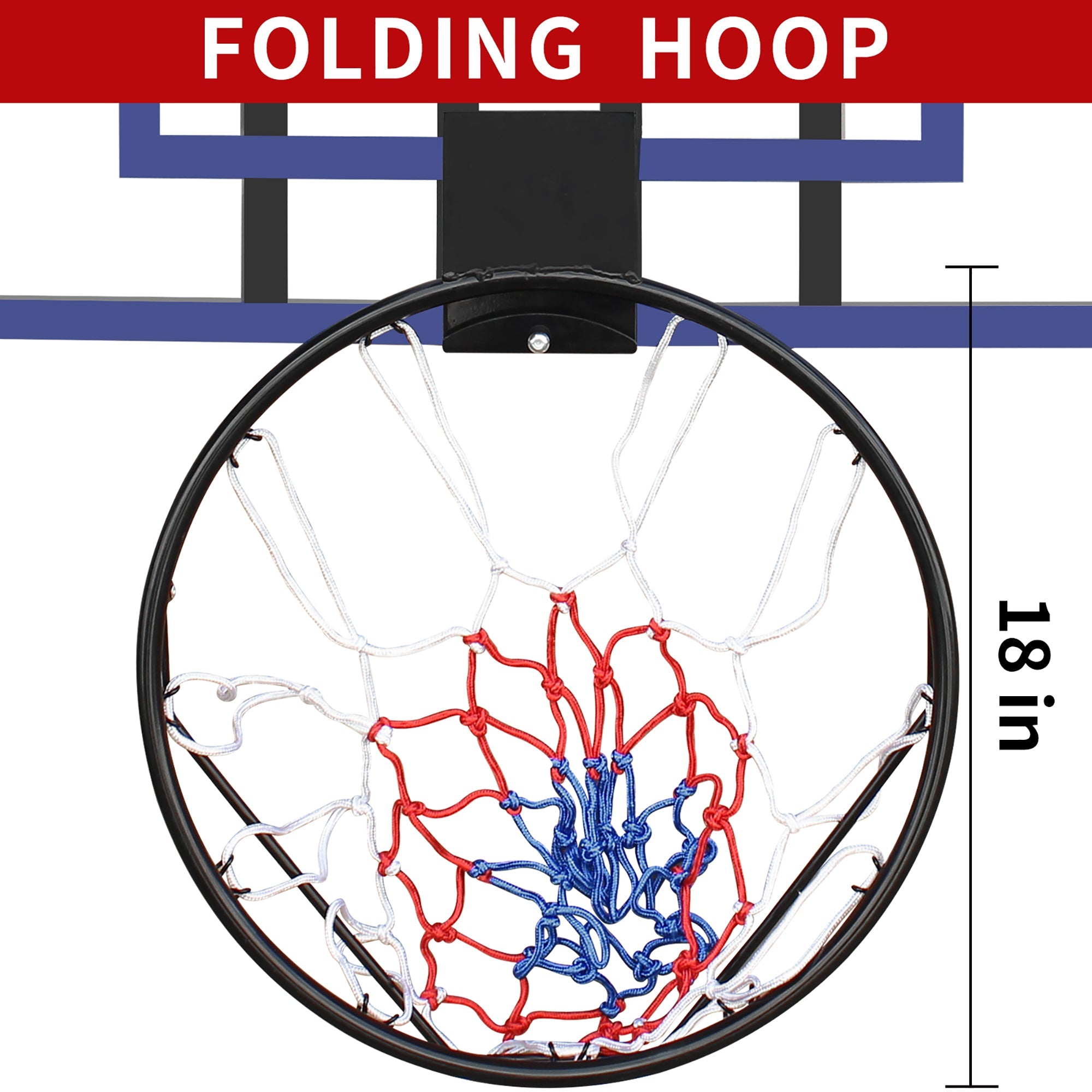 Logidon Wall Mounted Basketball Hoop Adjustable Height Blue Metal Frame