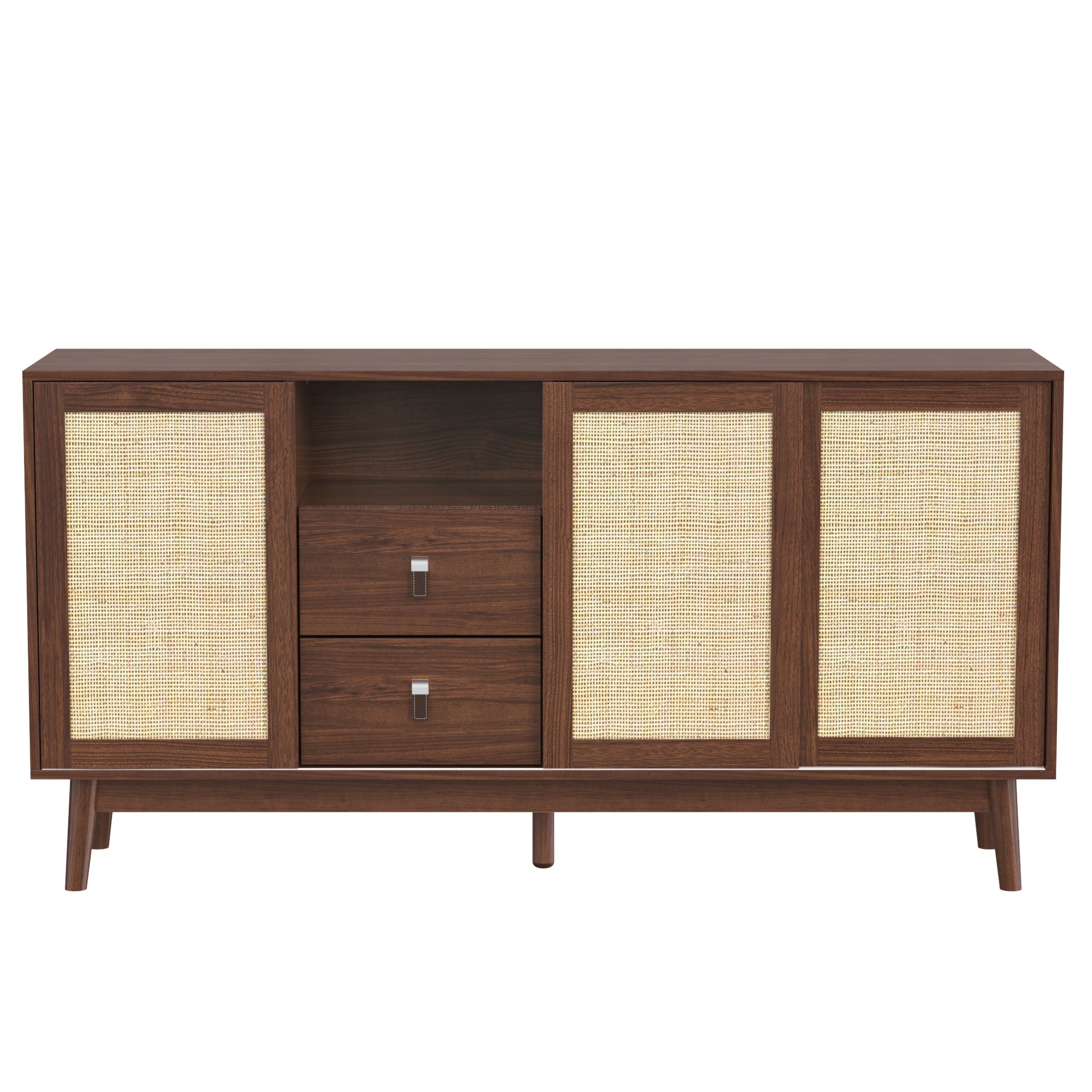 Logidon dressoir met rotan schuifdeuren en 2 lades 155x38x80 cm
