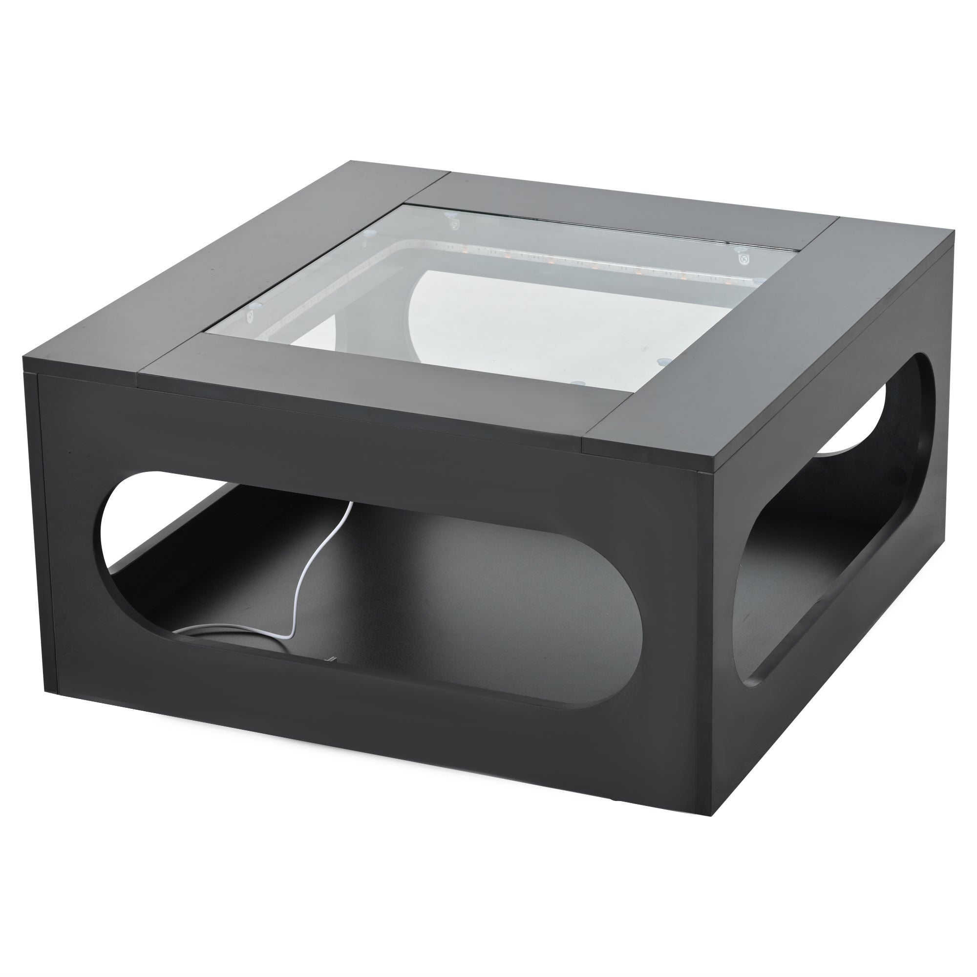 Logidon LED salontafel 70x70 cm vierkant zwart MDF glasblad