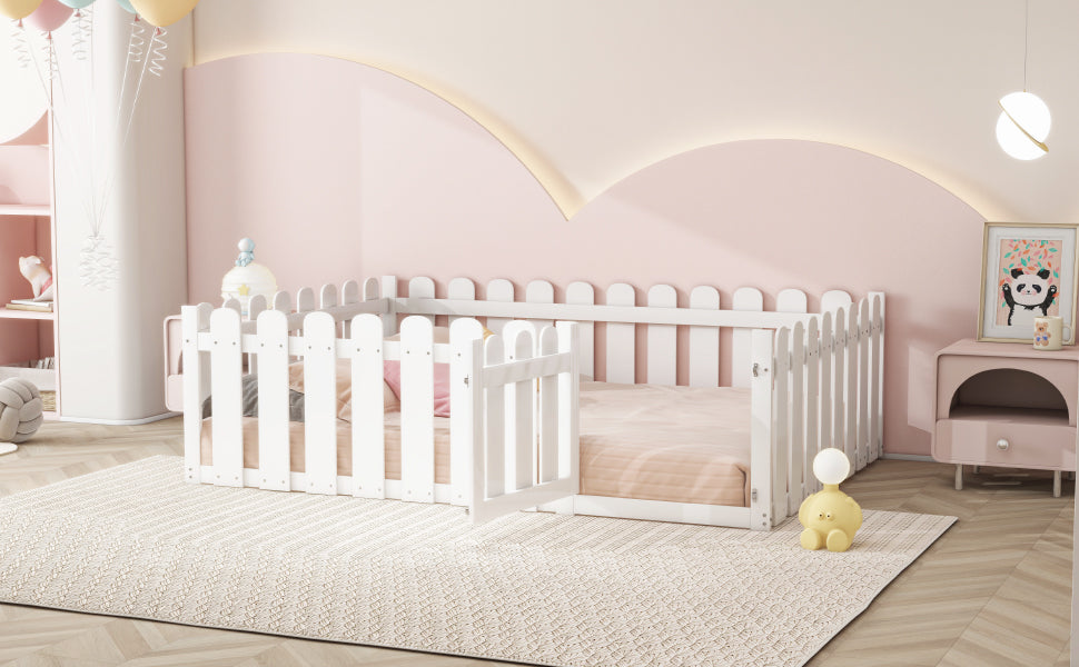 Logidon kinderbed 140 x 200 cm wit met deur houten bedframe
