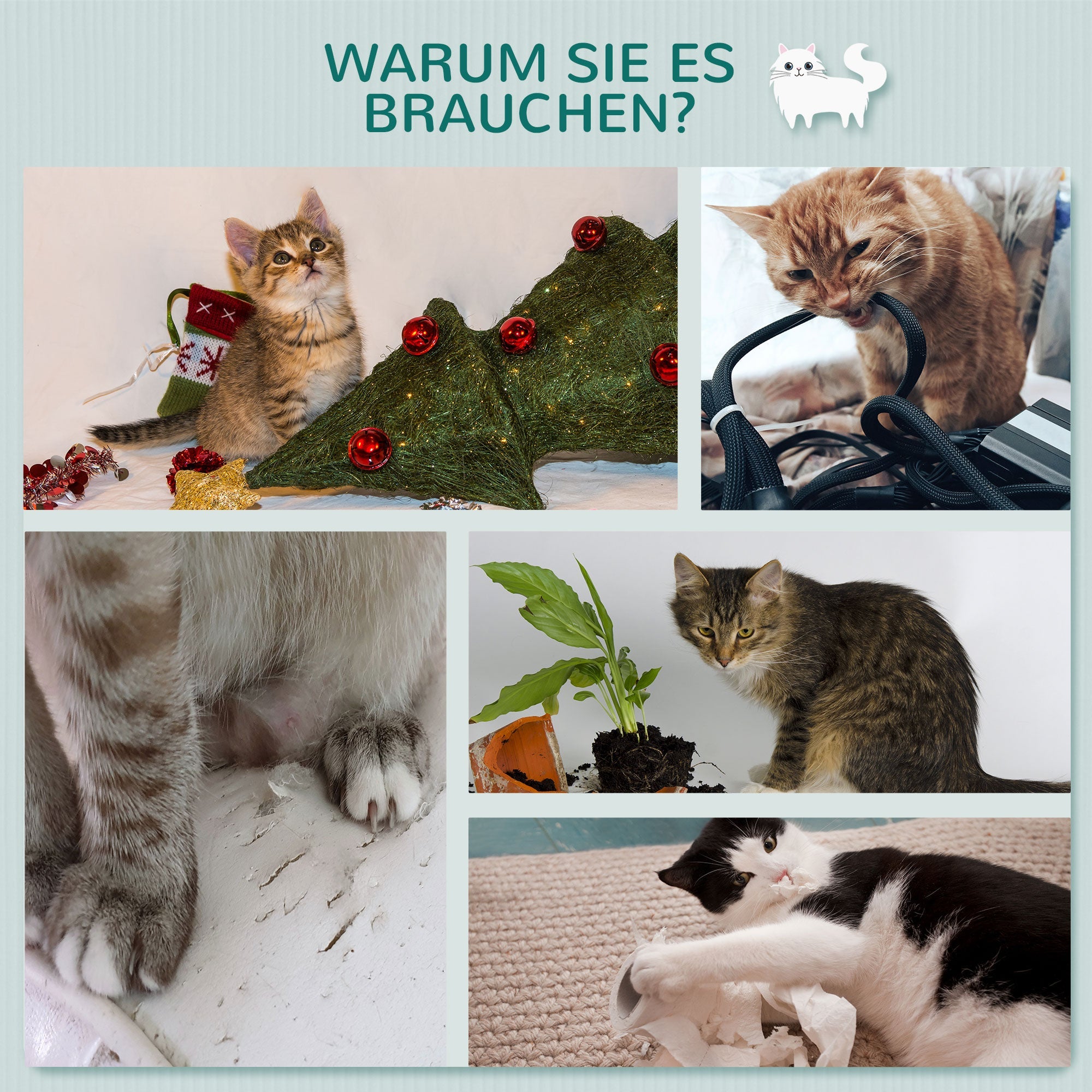 Logidon Wandkrabpaal Kattenwand 137cm Lichtgrijs Beige met 4 plateaus