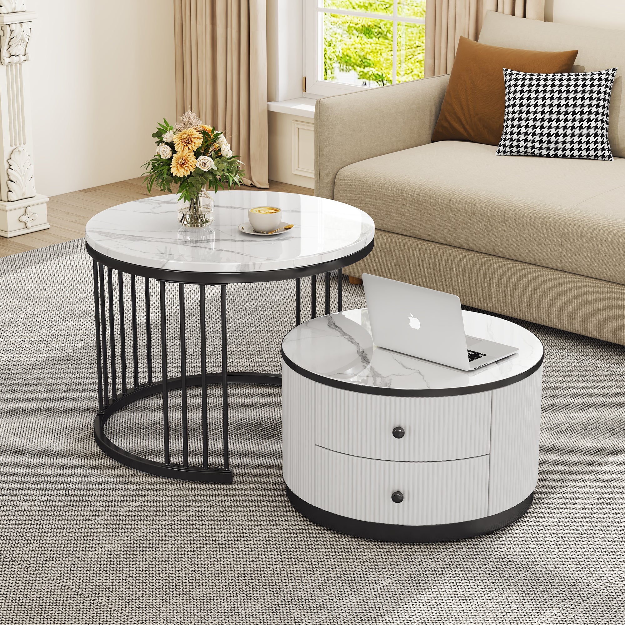 Logidon Elegante salontafelset in nestvorm wit 60x60 en 50x50