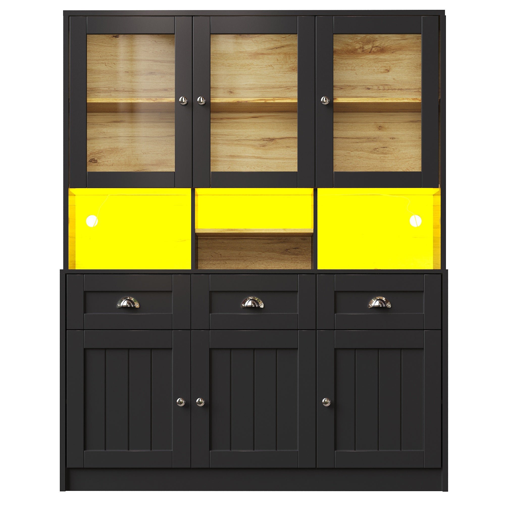 Logidon keukenkast 140x40x175 LED verlichting wit zwart