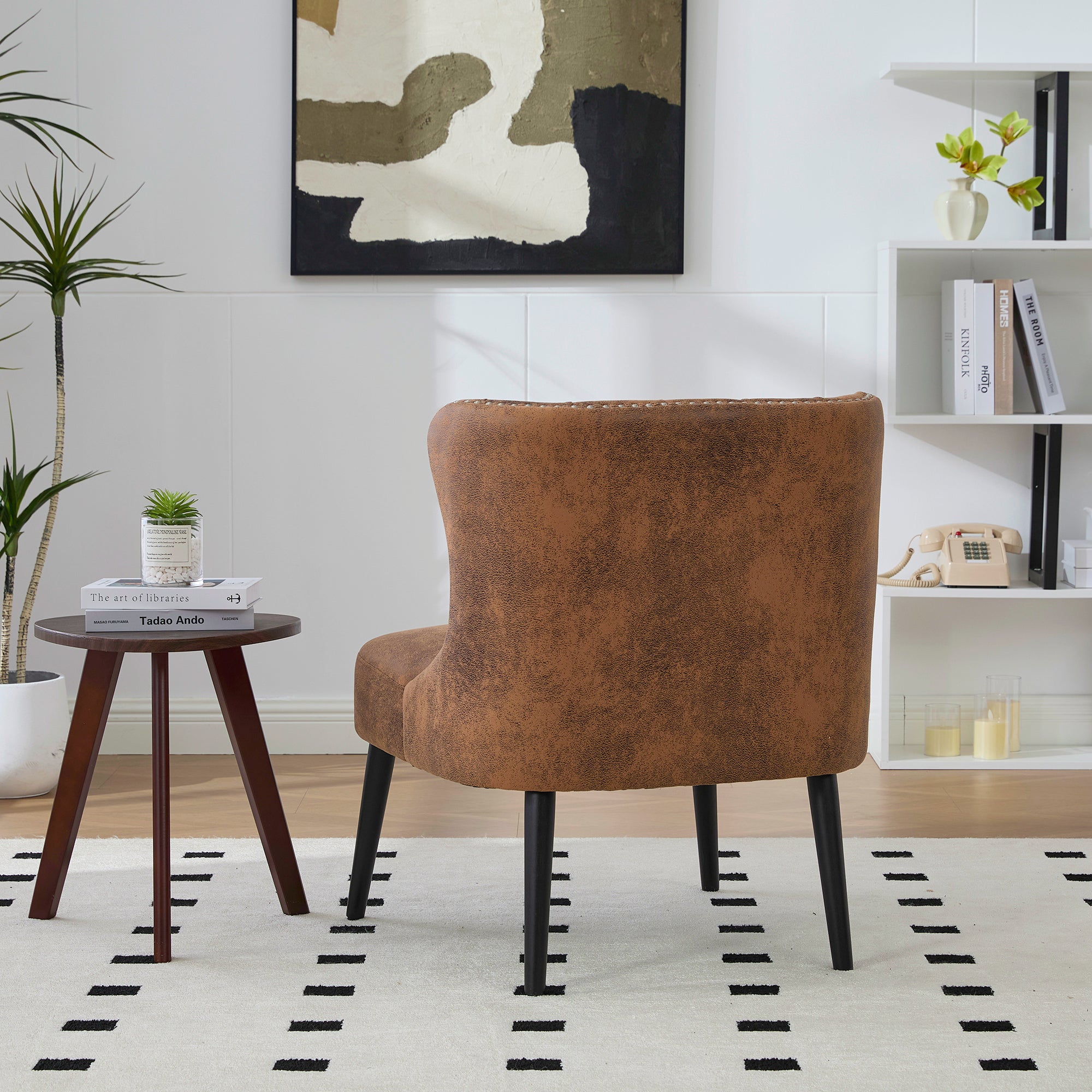 Logidon Tech stoffen fauteuil zonder armknop en klinknagels koffiebruin