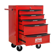 Logidon stalen gereedschapskist met 5 lades rood zwart 52x33x66 cm