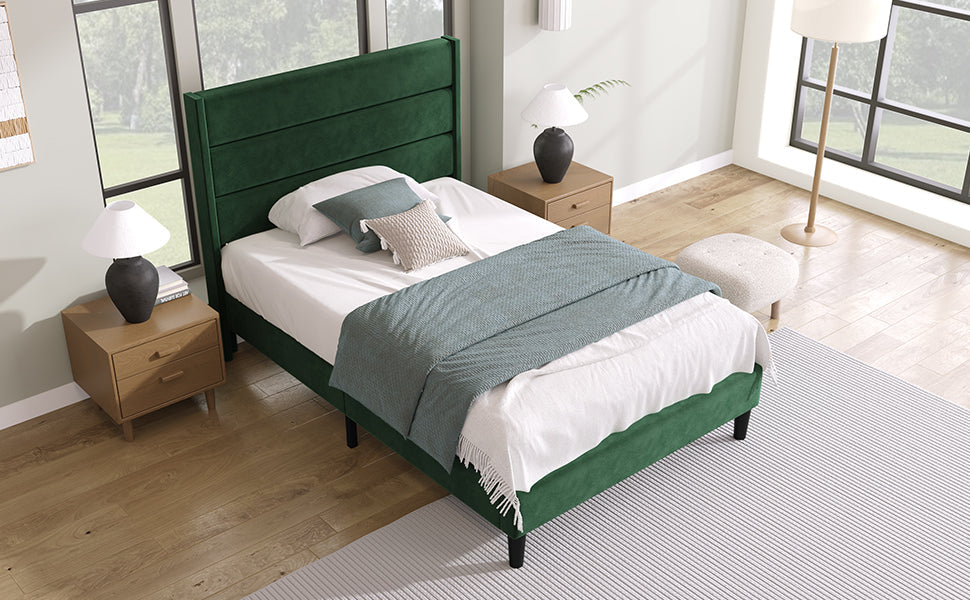 Logidon gestoffeerd bed 90x200 cm donkergroen fluwelen bekleding modern design