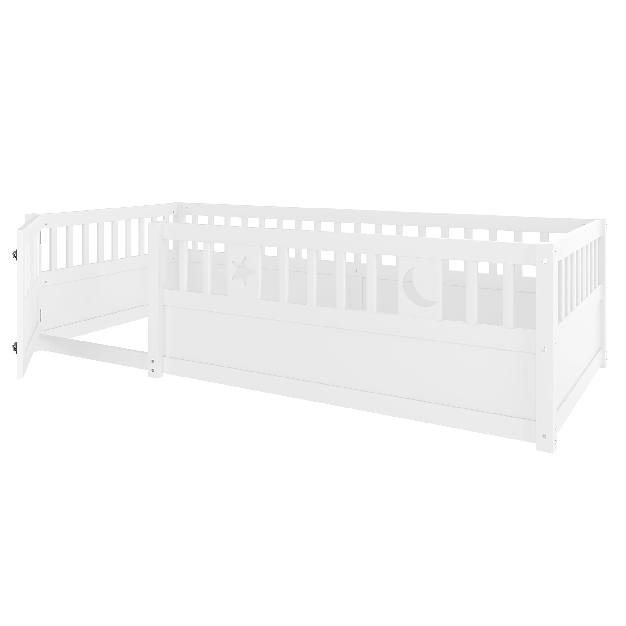 Logidon paneelbed 90x190 cm wit met raster ster maan decor