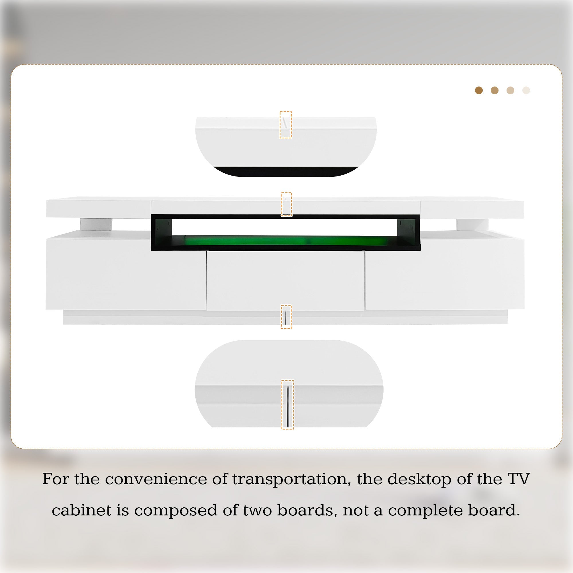 Logidon Elegant hoogglans TV-meubel wit 160x39x42cm met LED