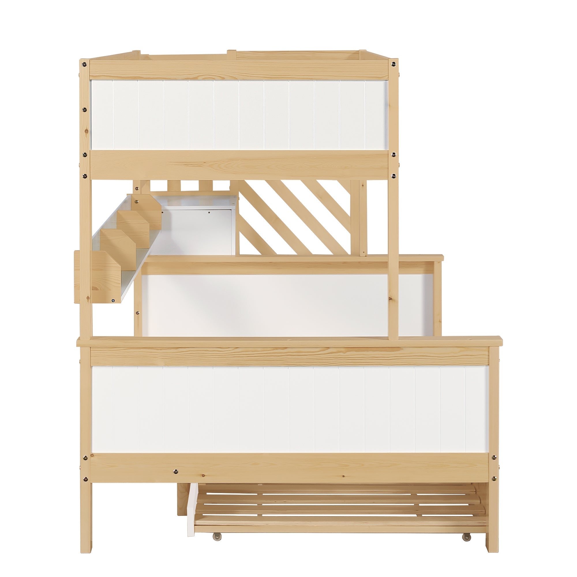 Logidon stapelbed naturel raster hoektrap onderschuifbed 90x200 120x200