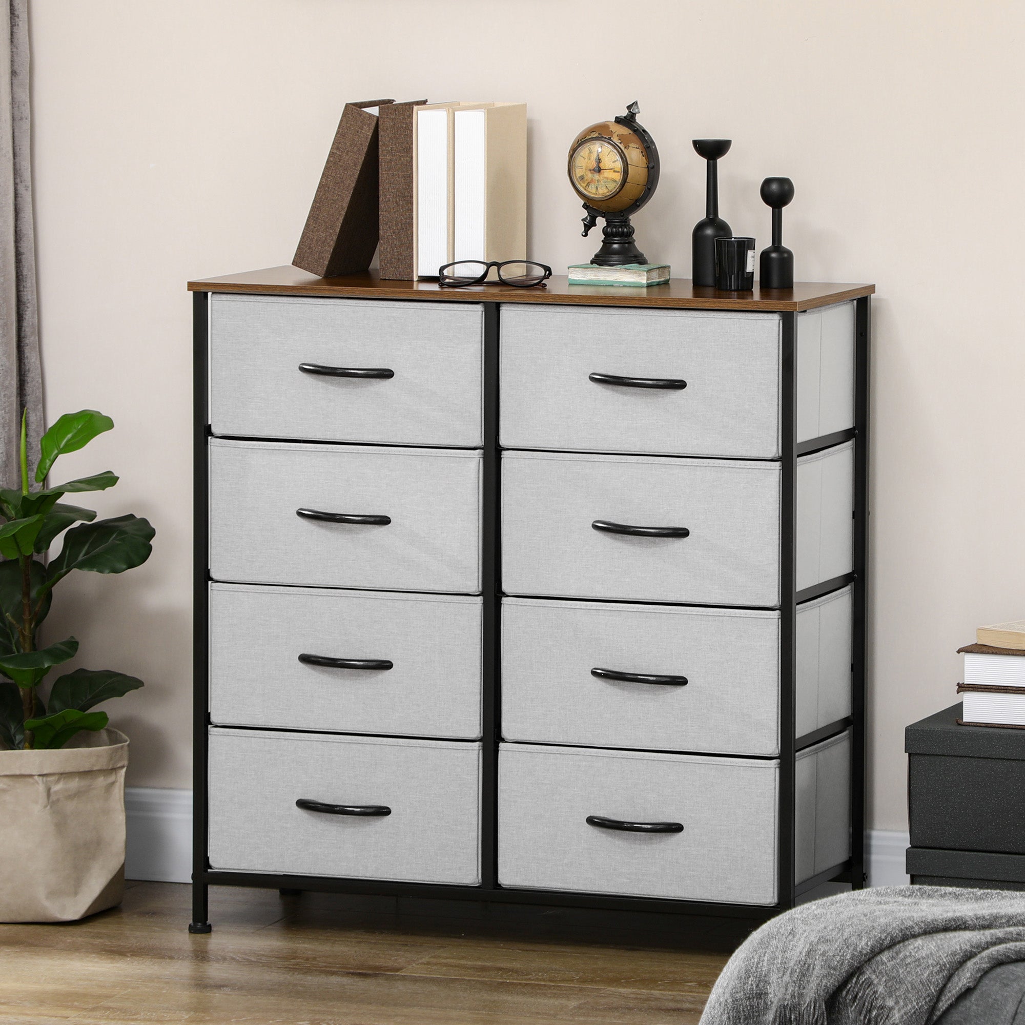 Logidon Chest of Drawers Sideboard With 8 Fabric Drawers Gray 80x30x81 cm