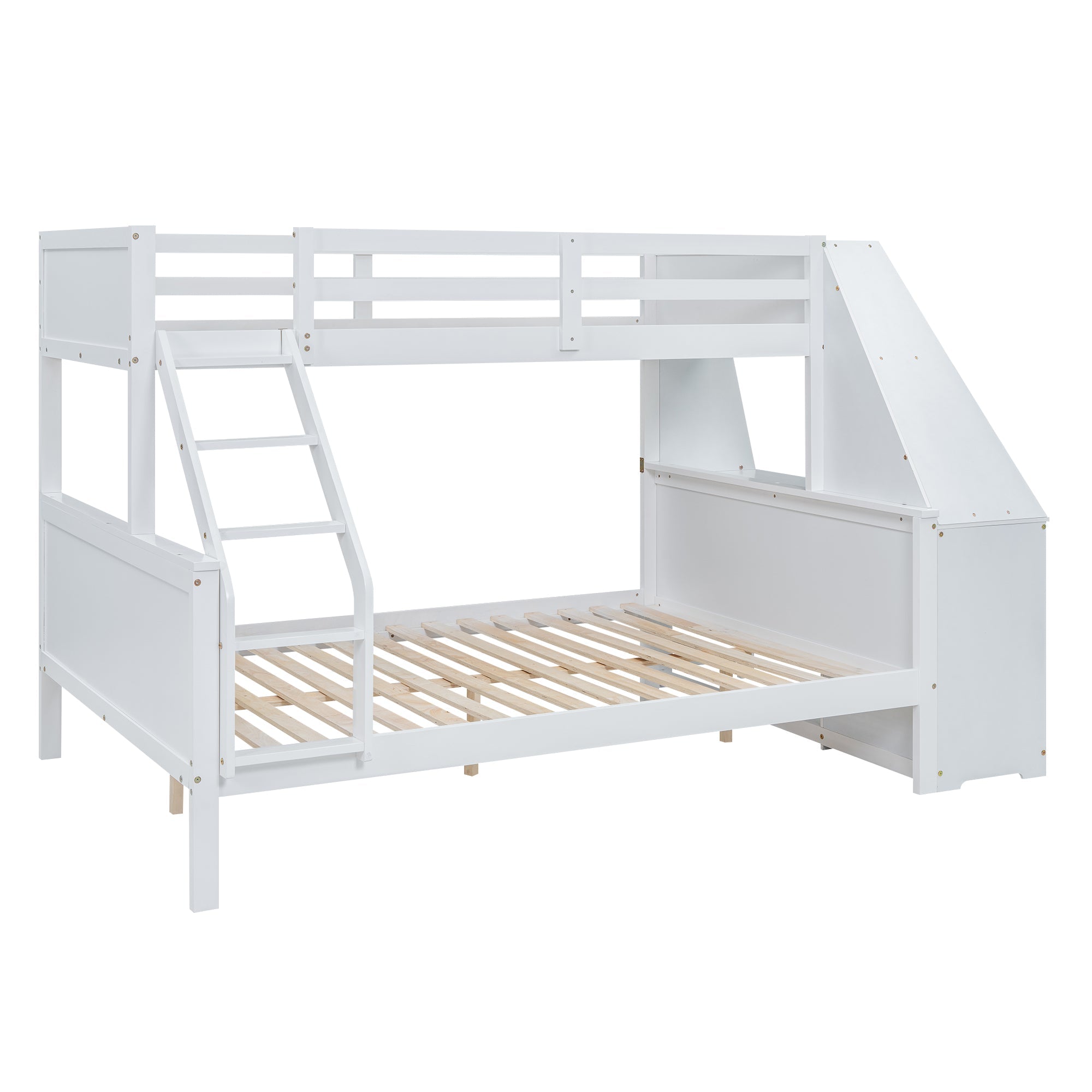 Logidon Bunk Bed 90x200 and 140x200 with Table and Storage Space White