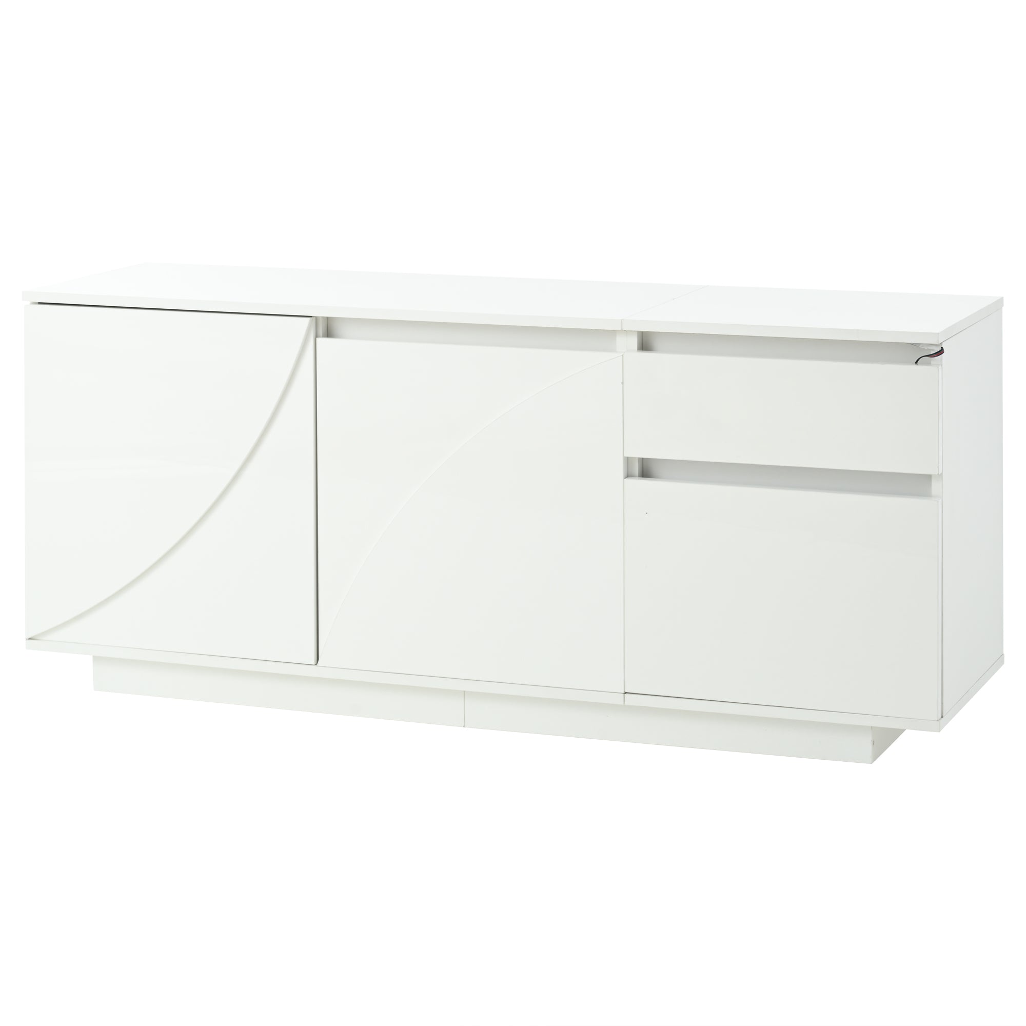 Logidon 140 x 40 x 60 cm hoogglans dressoir wit met LED