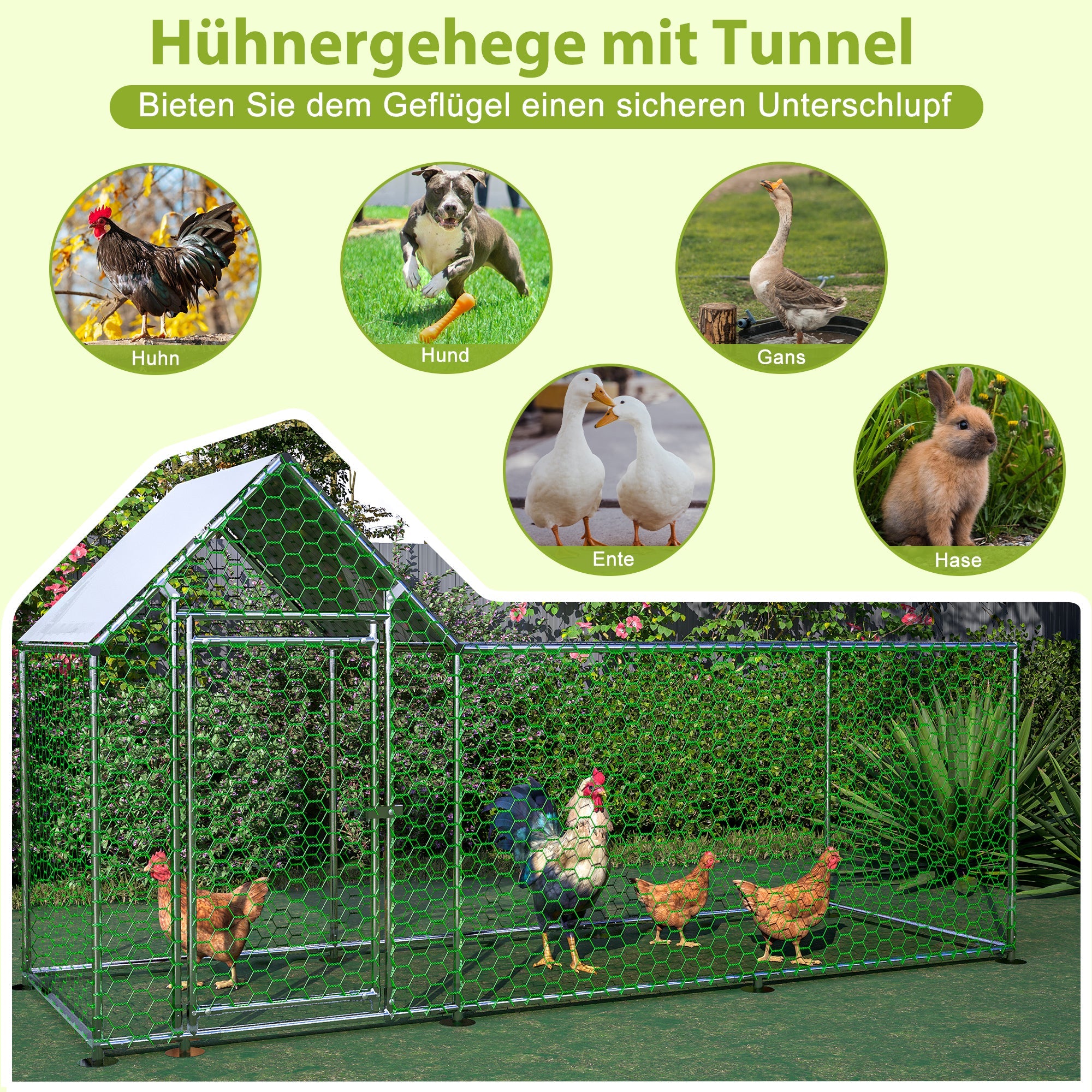 Logidon kippenhok 3x1x1,5 m metalen behuizing met veiligheidsslot