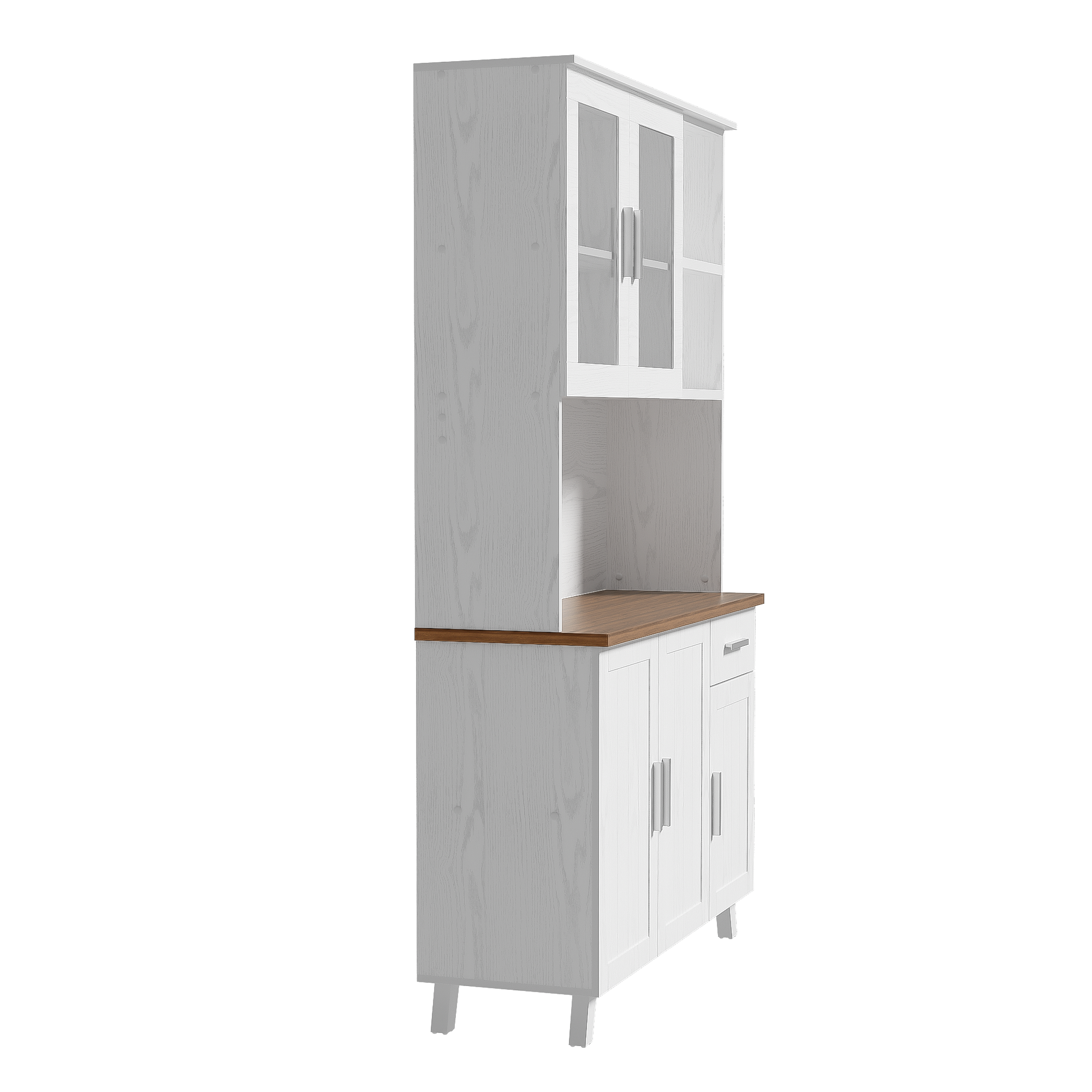 Logidon vitrinekast 114x40x190 cm witbruin landelijke stijl