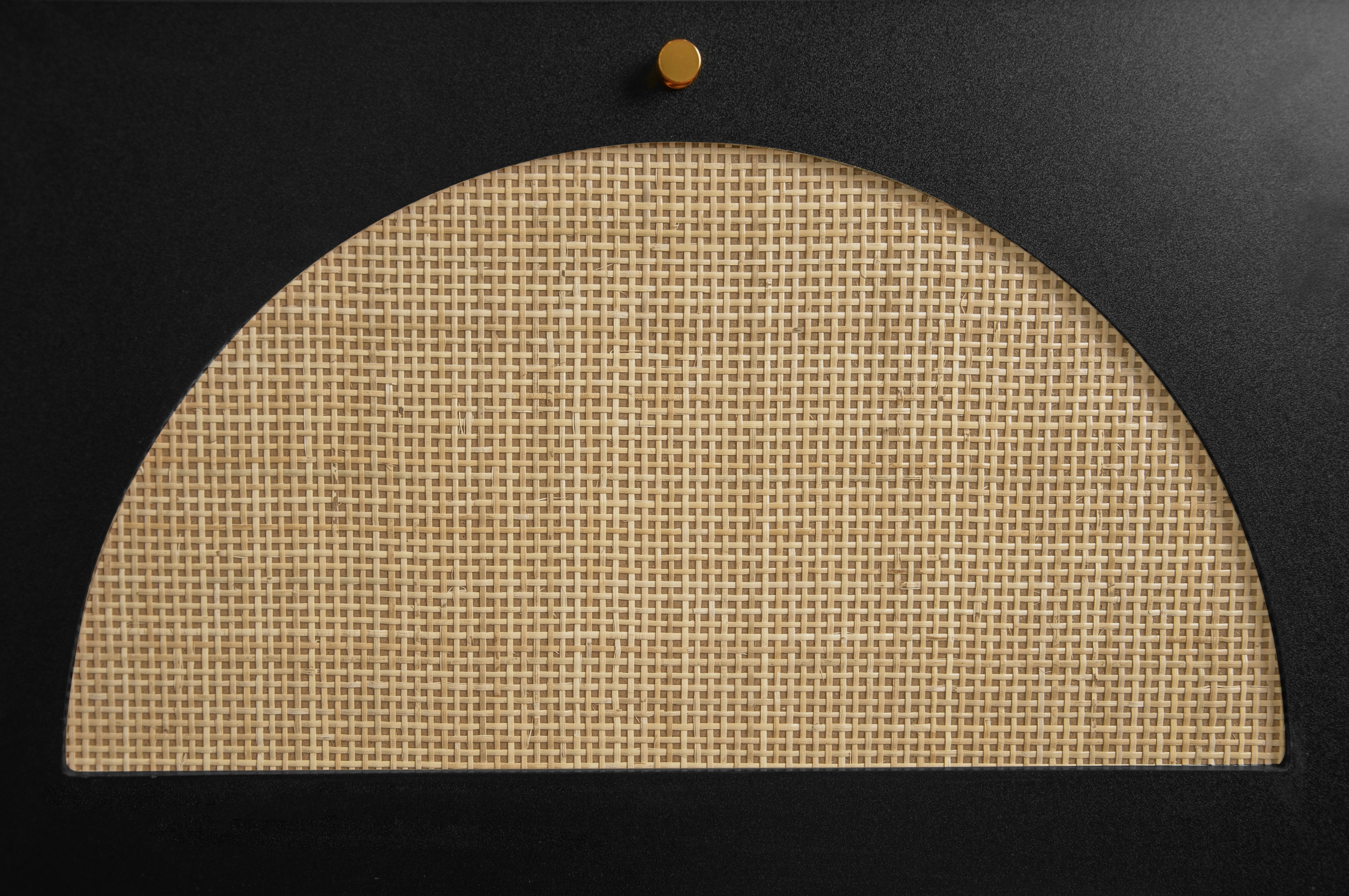 Logidon Schoenenkast Zwart Rotan Look Twee Deuren 60 cm Lengte