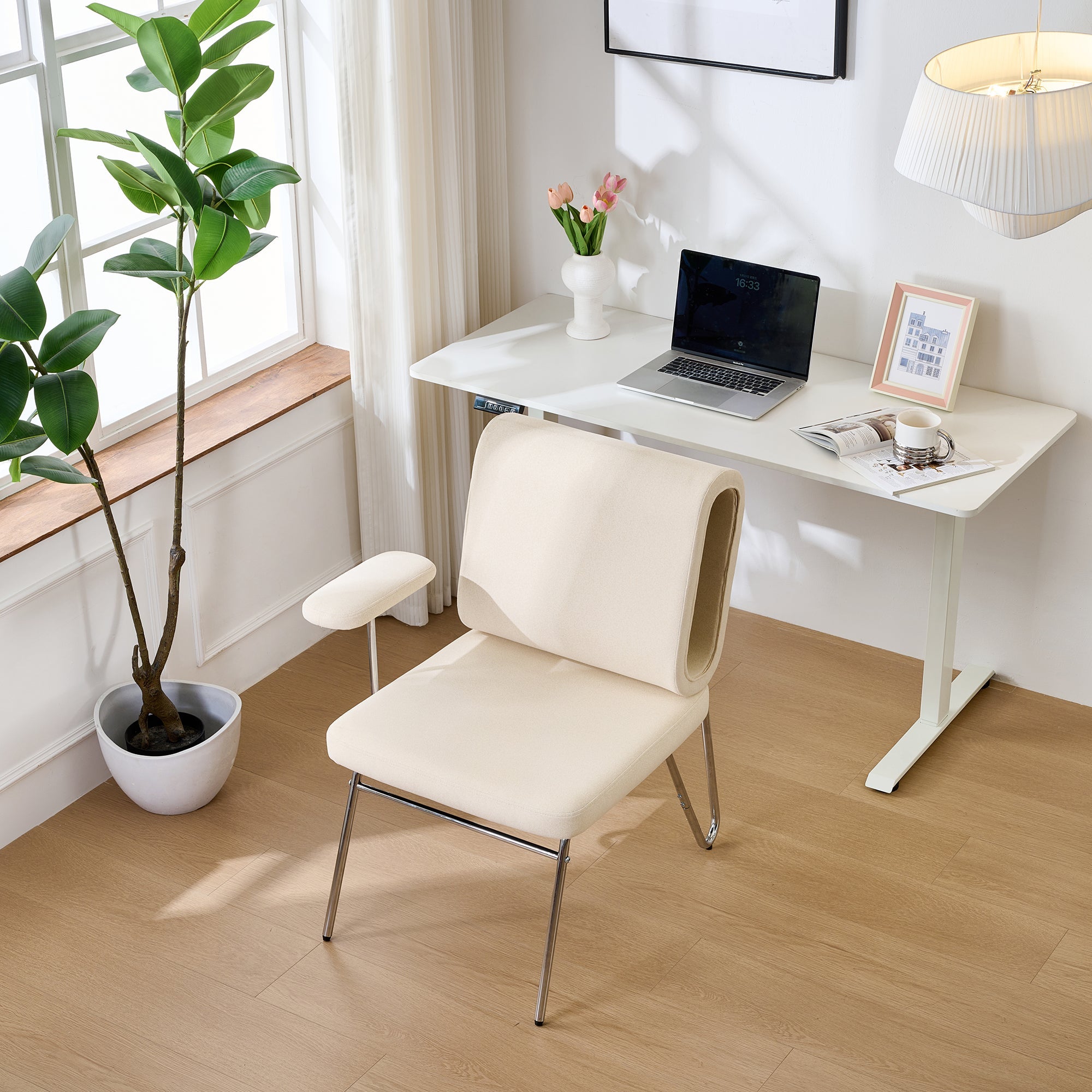 Logidon Bureaustoel Met Kattenmand Beige Brede Zitting