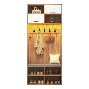 Logidon garderobekast met bank en 5 haken naturel wit 80x35x185cm