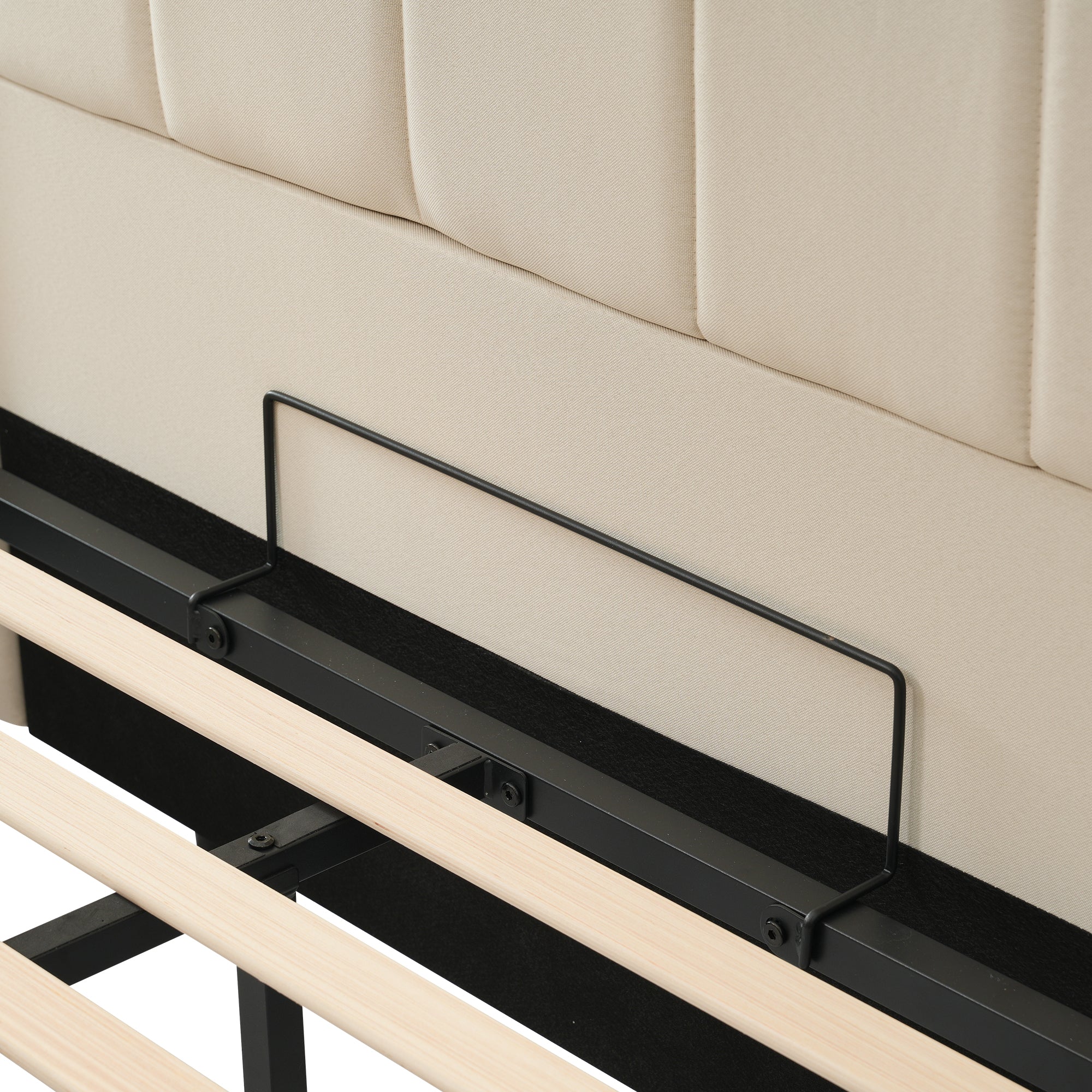 Logidon gestoffeerd bed 180x200 opbergruimte met LED USB oplaadfunctie beige