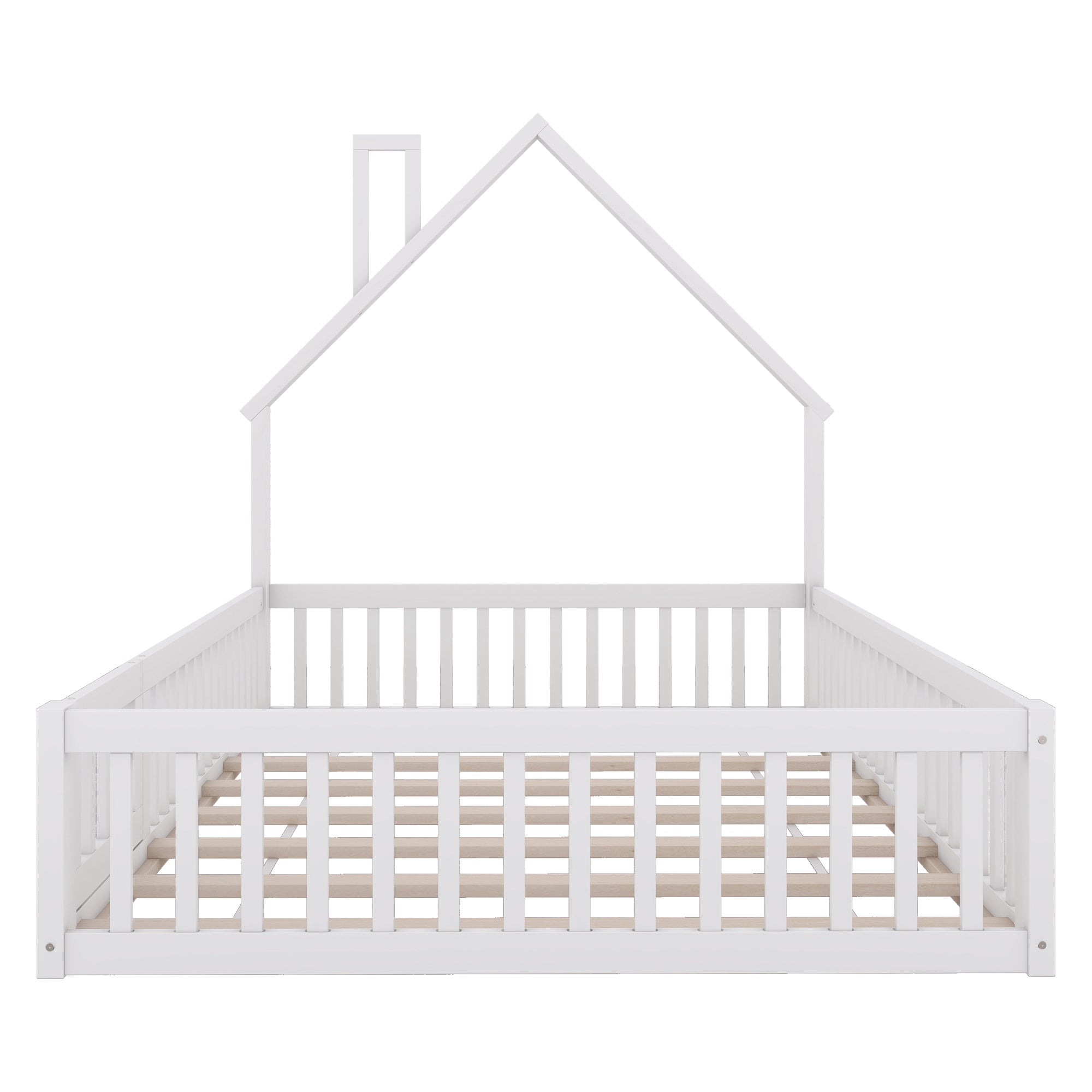 Logidon kinderbed 140x200 schouwvorm wit grenenhout met lattenbodem