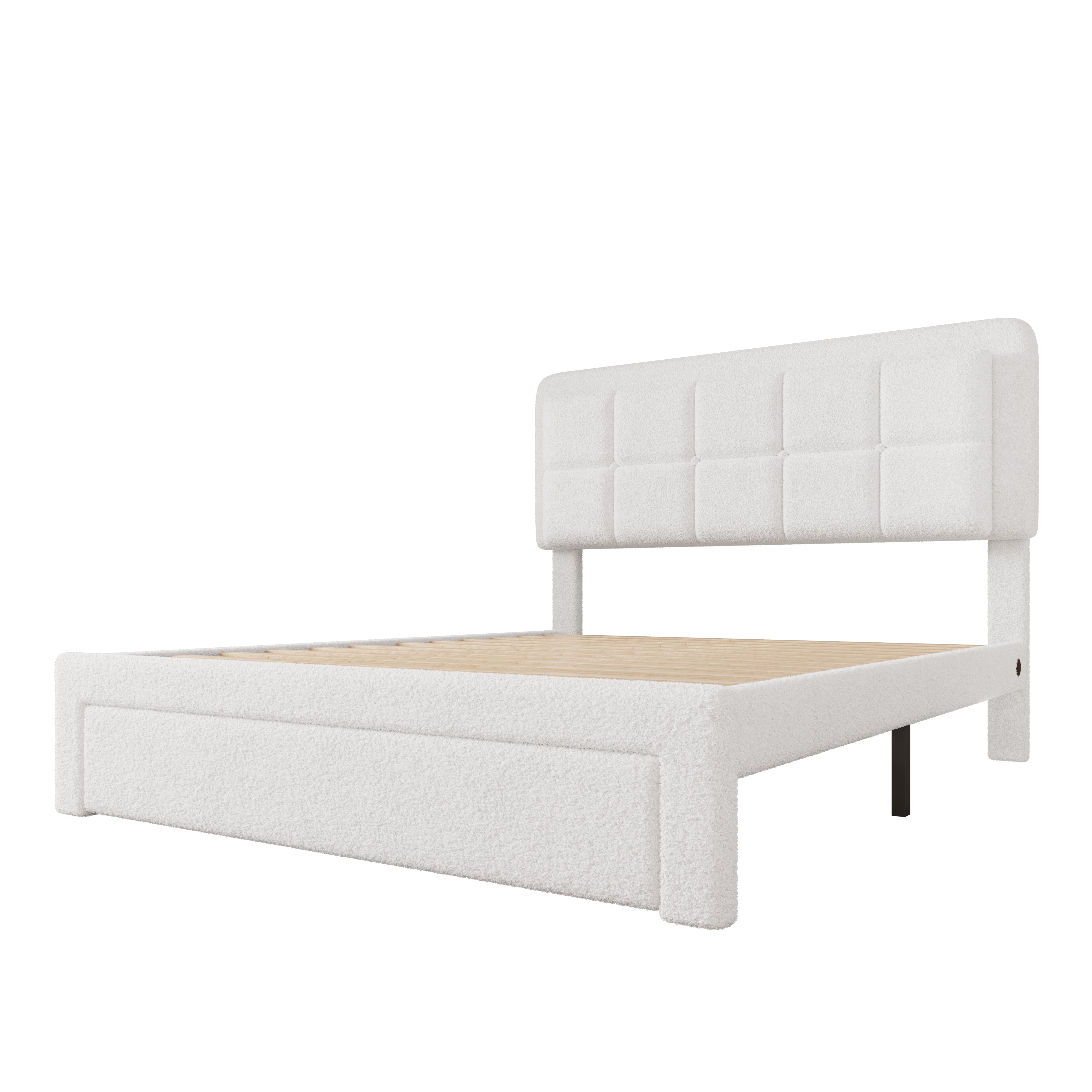 Logidon bedframe wit fluweel 160x200 cm met teddy fluwelen hoes