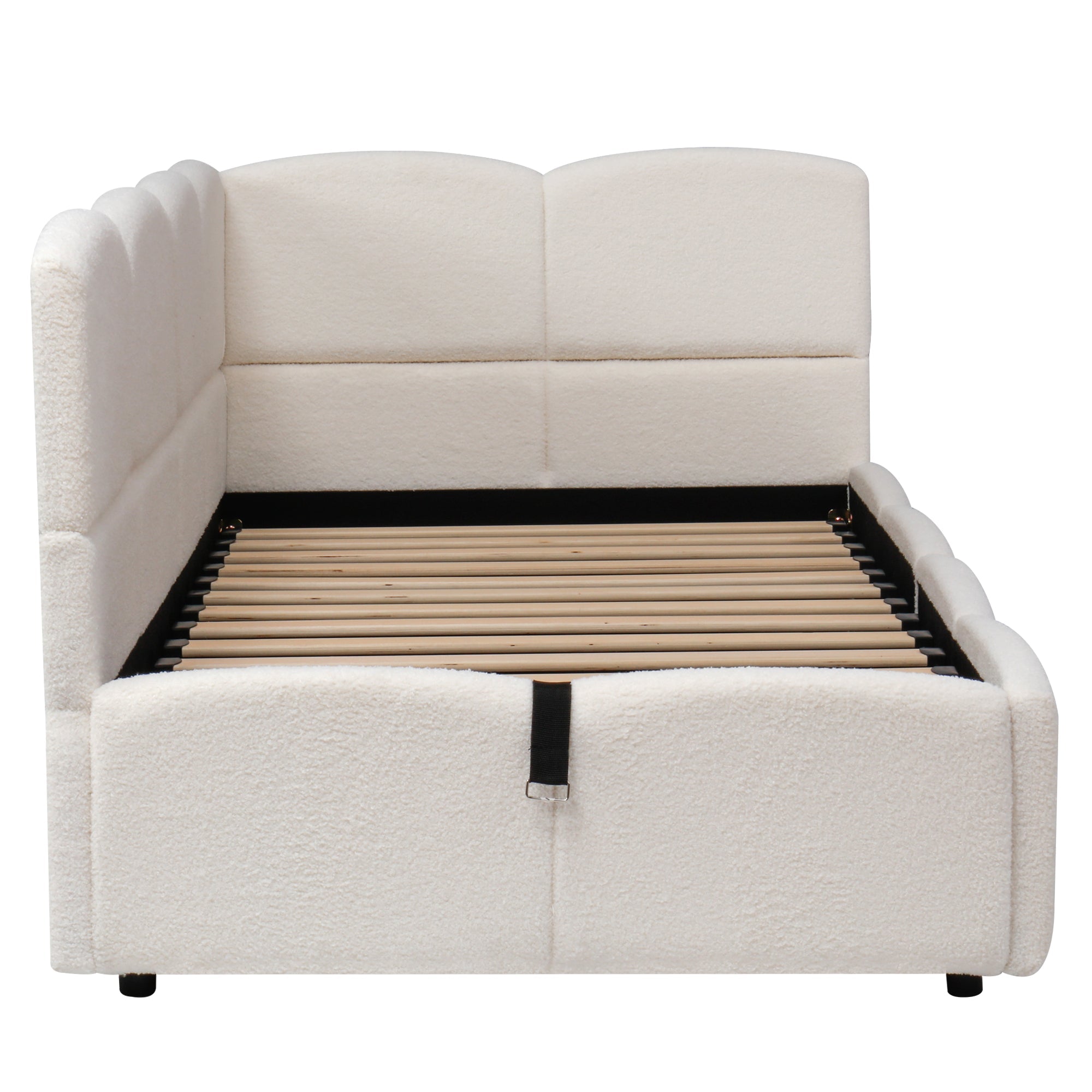 Logidon gestoffeerd bed 90x200 opbergbed slaapbank beige bouclé USB