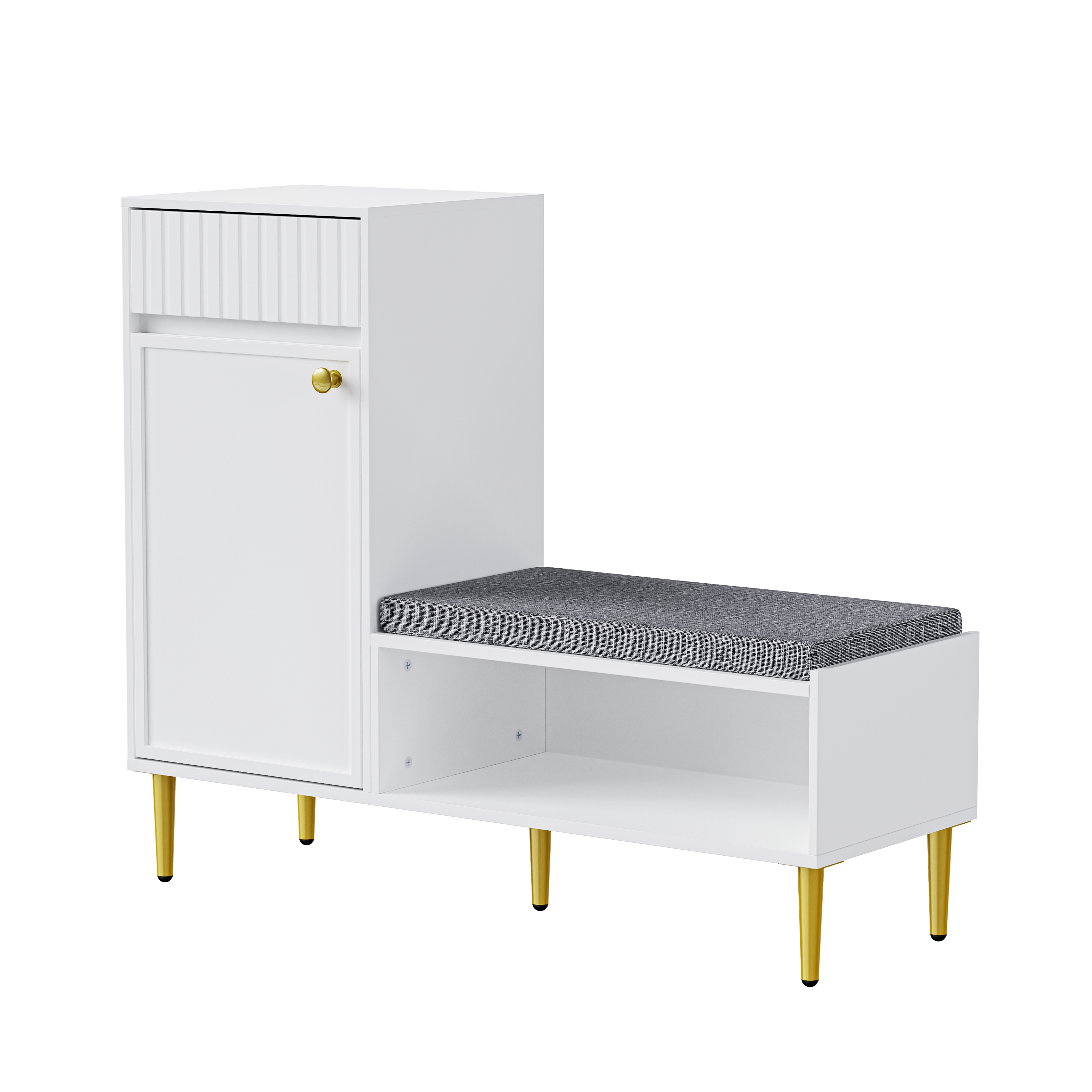 Logidon Moderne Schoenenkast Met Bank Wit 100x35x82 cm