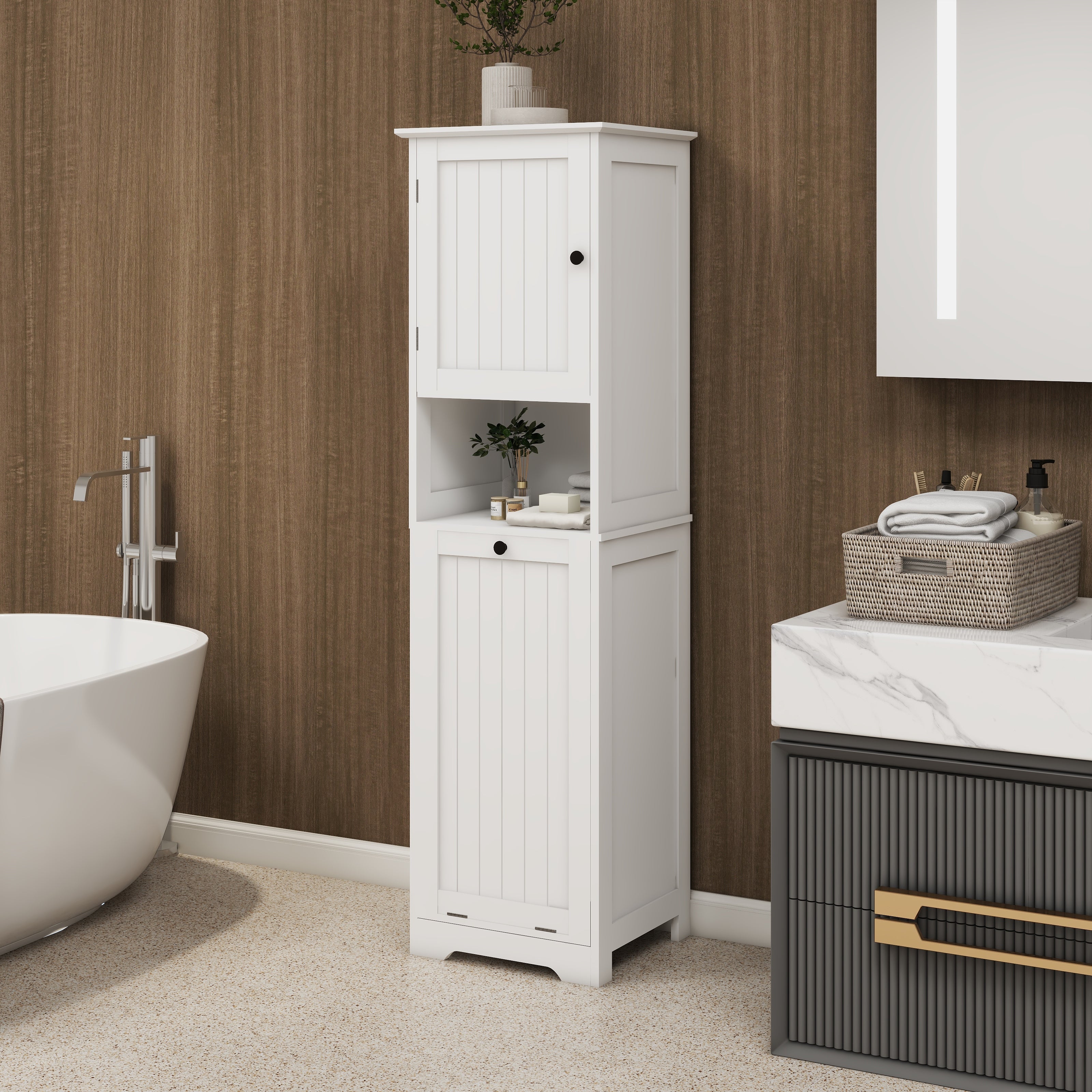 Logidon Witte wassorteerkast 140 cm kanteldeur met planken