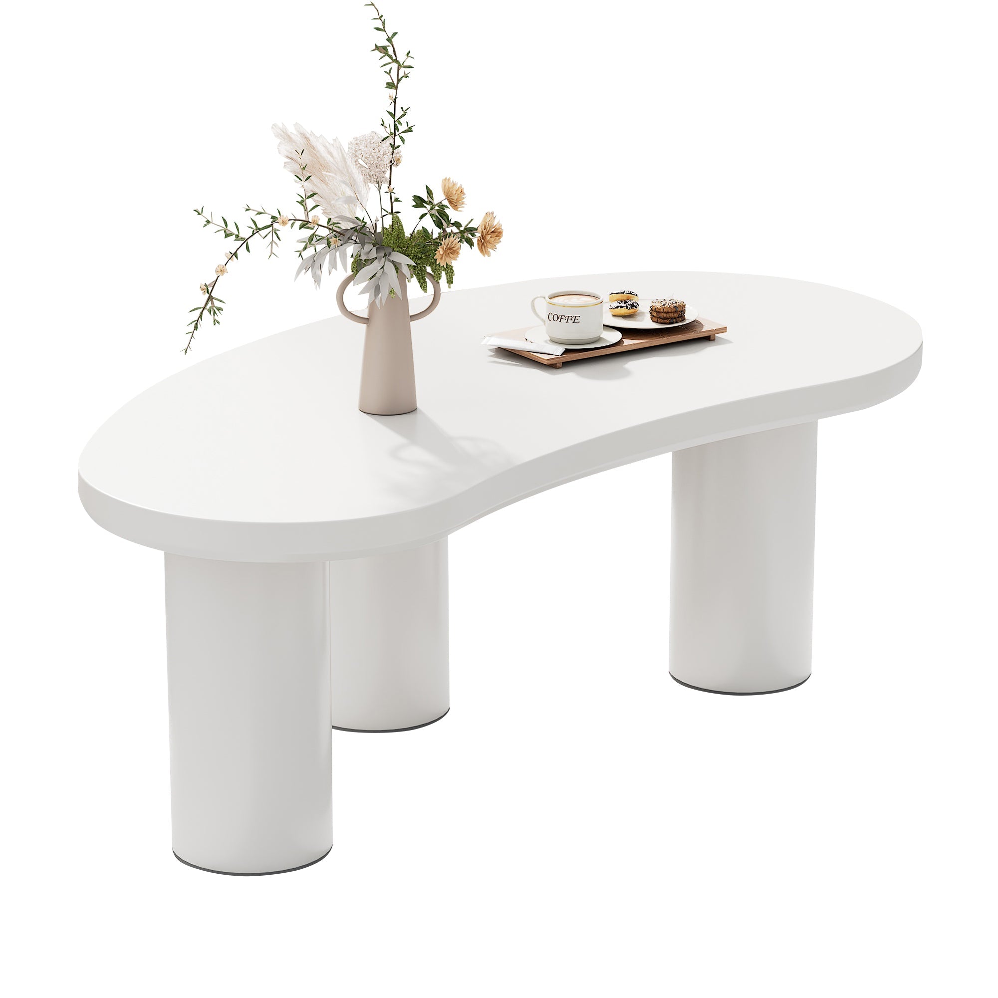 Logidon Witte halve maan salontafel 107x57x40,5 cm MDF en PVC