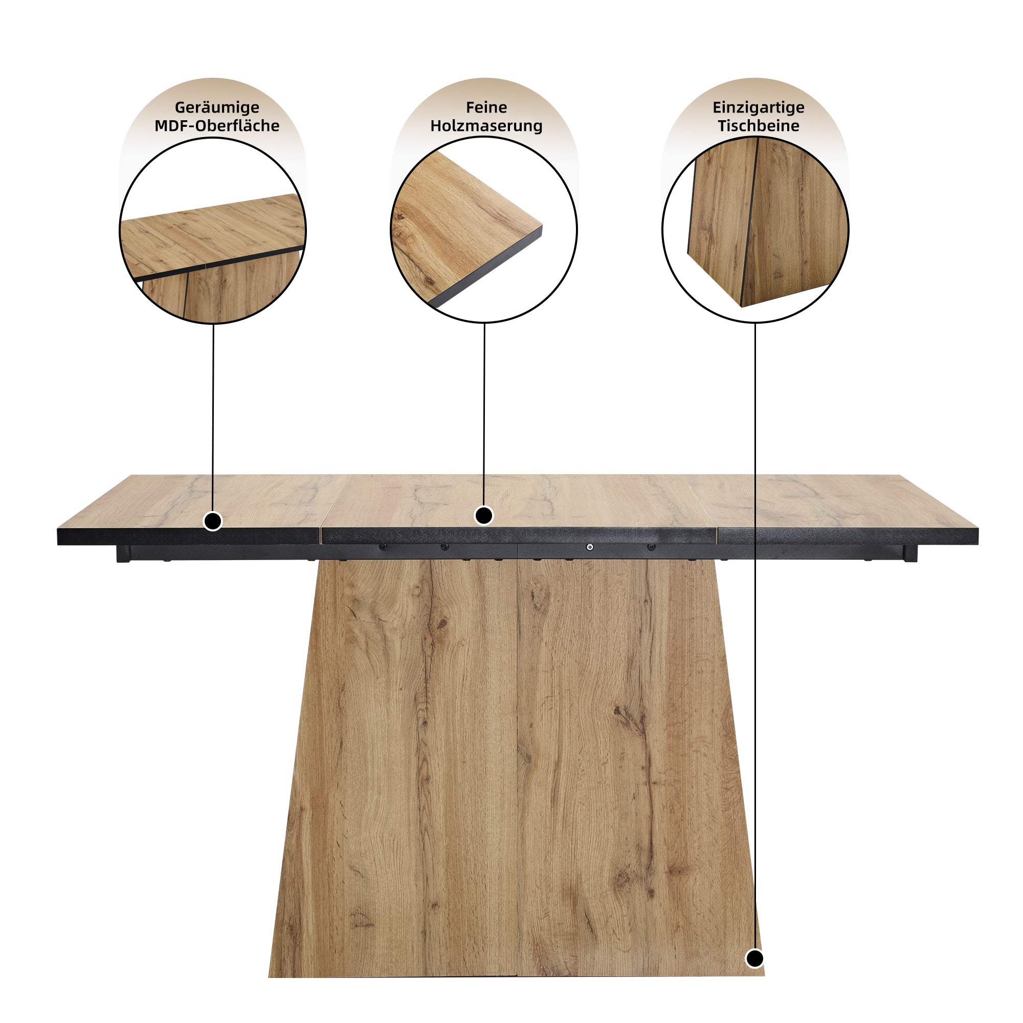 Logidon Modern dining table bistro table 138x80x75 cm MDF light brown