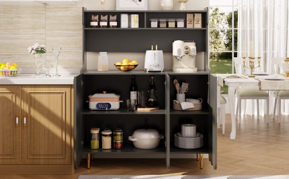 Logidon grijs dressoir 120 x 40 x 151 cm open opbergplank