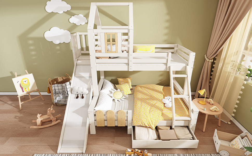 Logidon stapelbed 90x200/140x200 schuiflaadladder blokhut design