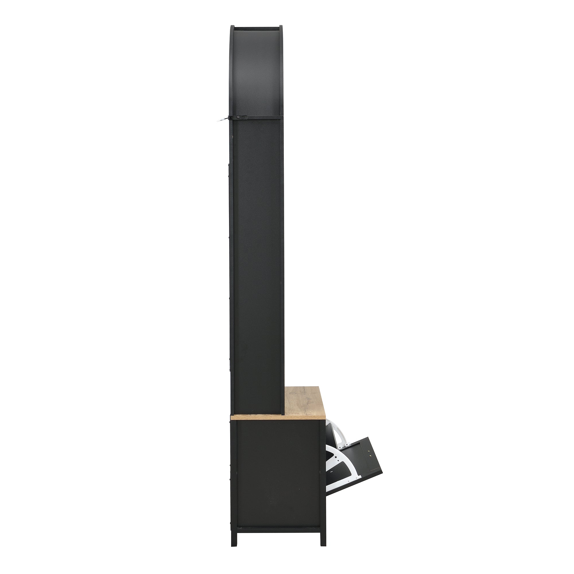 Logidon Garderobekast Zwart 75x35x195 cm Halboom met Schoenenrek