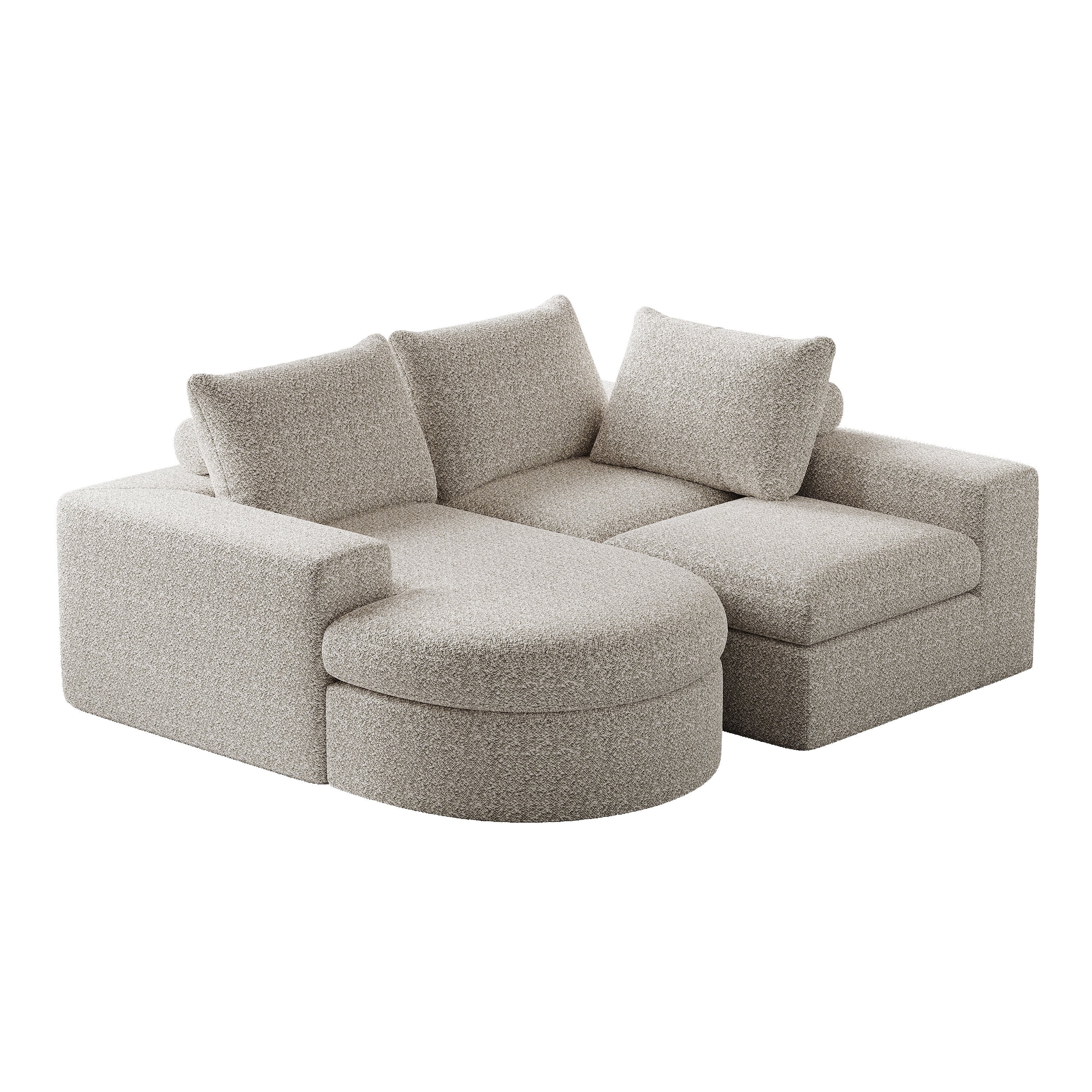 Logidon Modulair Chenille Sofa 3-zits Hoekbank Ligstoel Beige