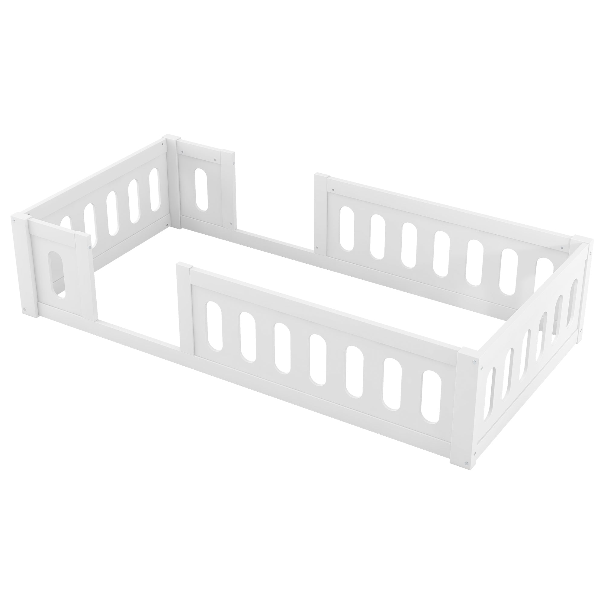 Logidon Houten Platformbed 90x200 Met Reling Wit