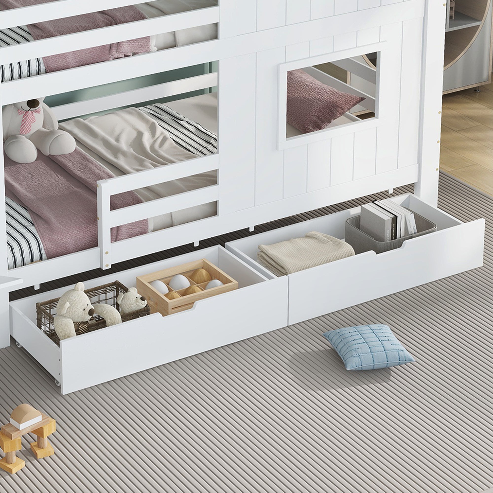 Logidon stapelbed kinderbed 90x200 wit met trapkast
